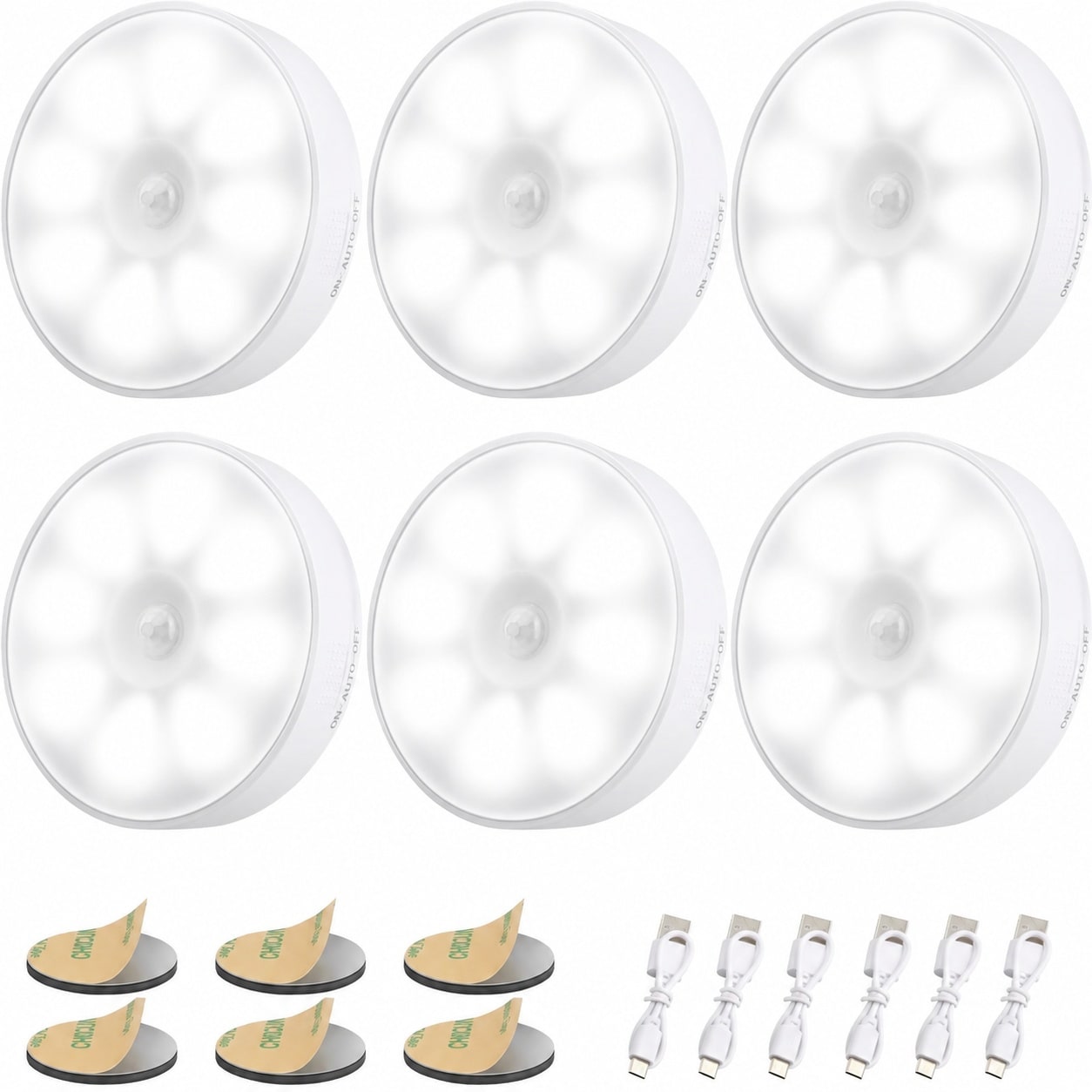 Aoibox 6 Pack Motion Sensor Night Lights Indoor 8 LEDs 3 Modes Cold ...
