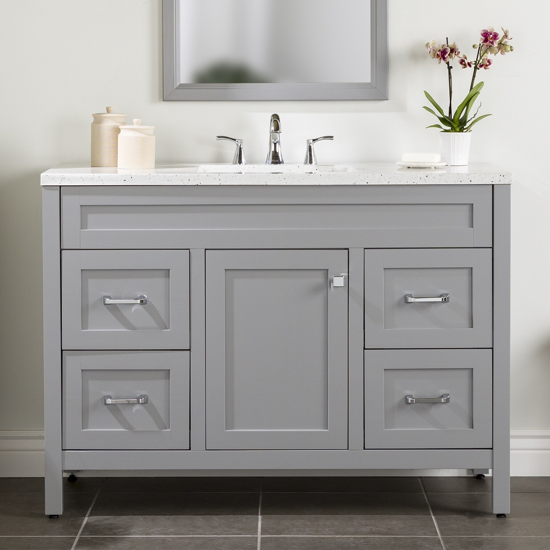 Bathroom Side Drawers Vanity Sink Base Dark Gray Inset Shaker Cabinets -  21 Deep