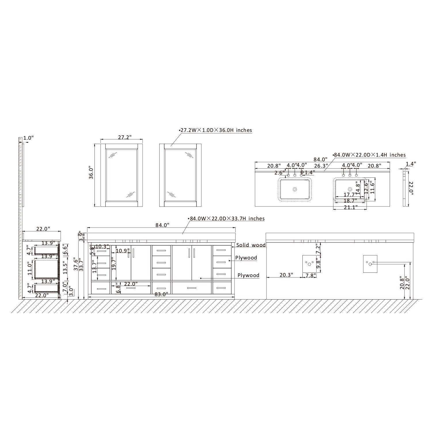 Altair 544084-GP-AW Bath-Vanity-Combo - View #10