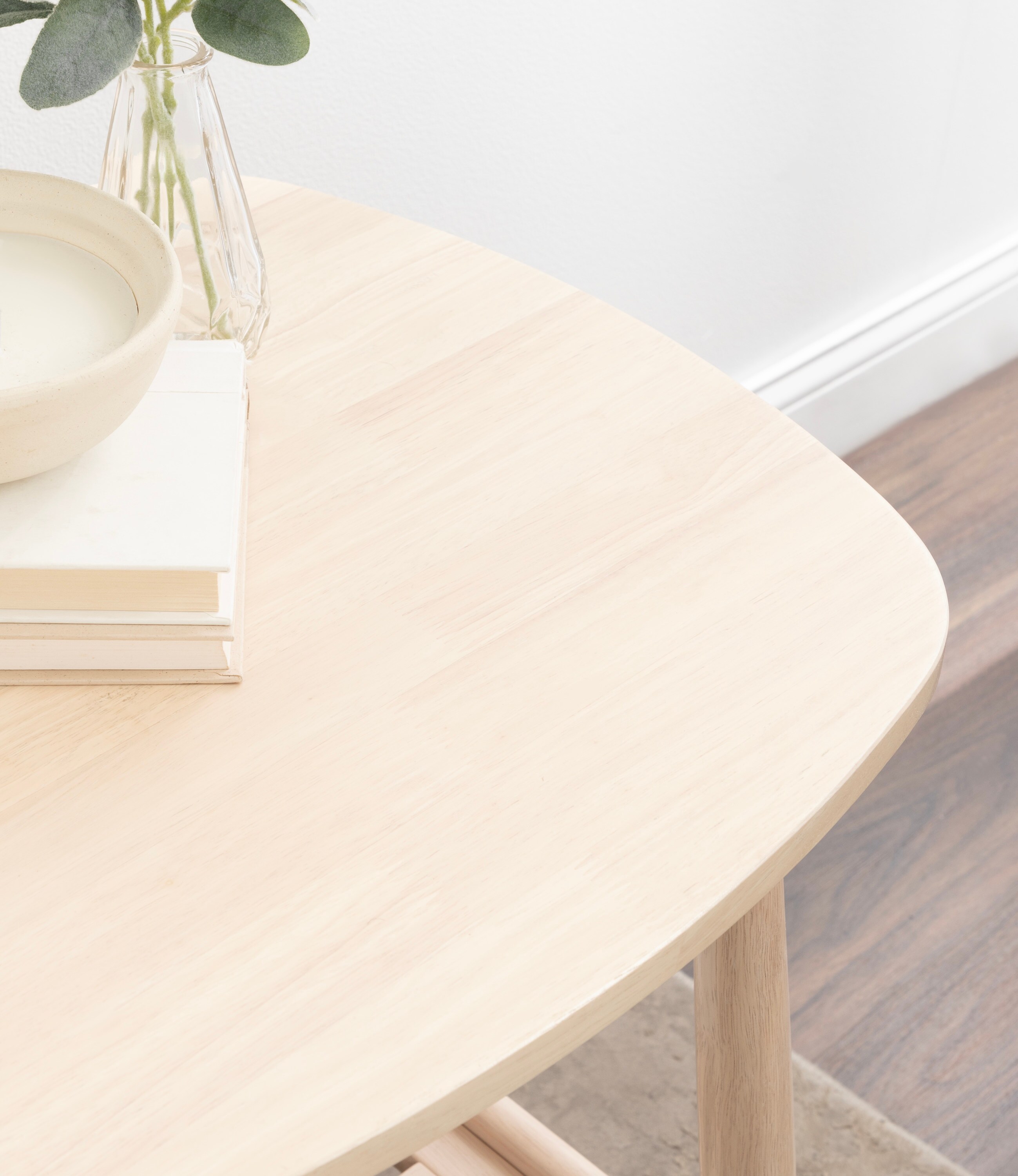 Natural Light Wood Rectangular Side Table with Storage Shelf