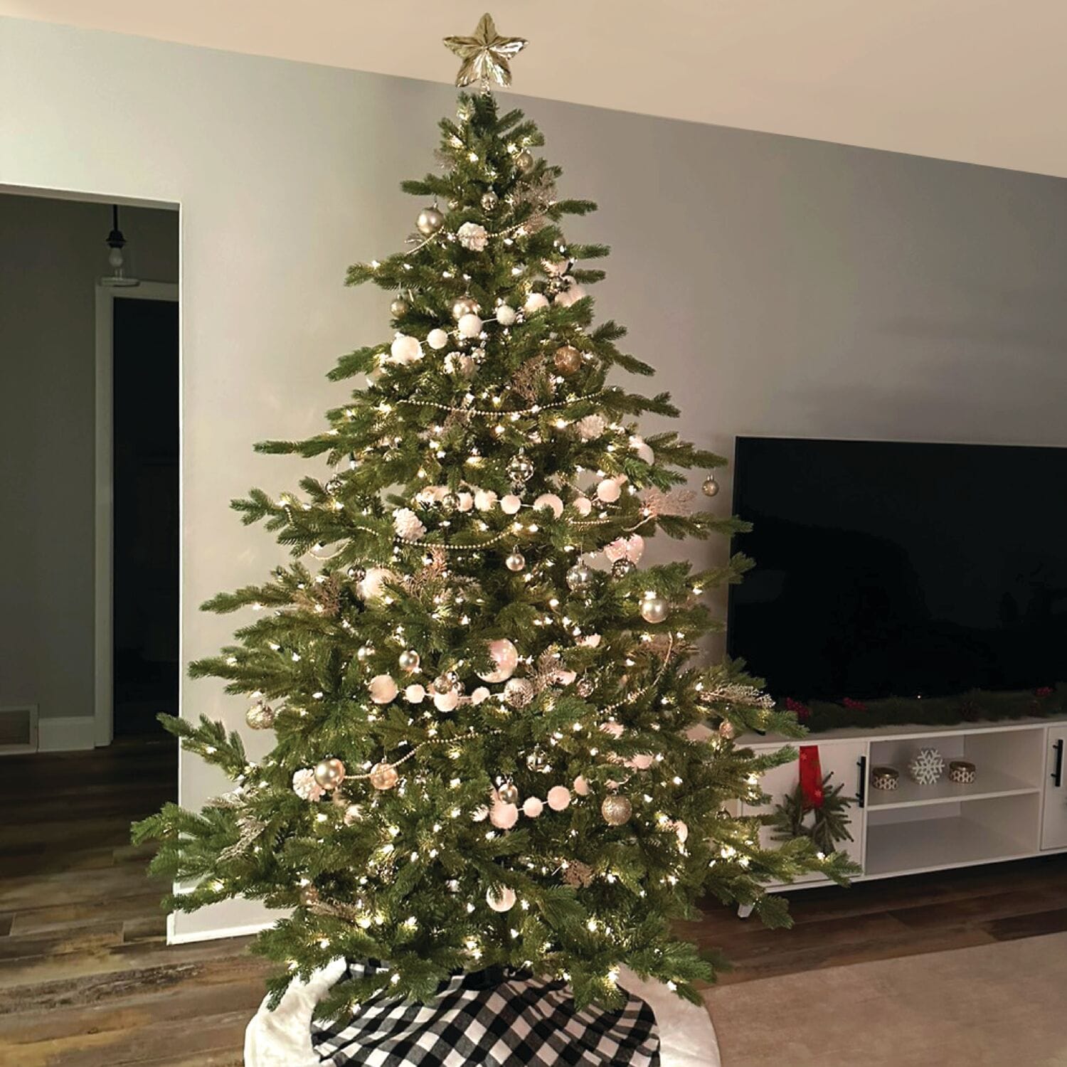 Bee & Willow 7-Foot Pre-Lit Faux Fraser Fir Christmas Tree with Clear  Lights for Sale in San Antonio, TX - OfferUp