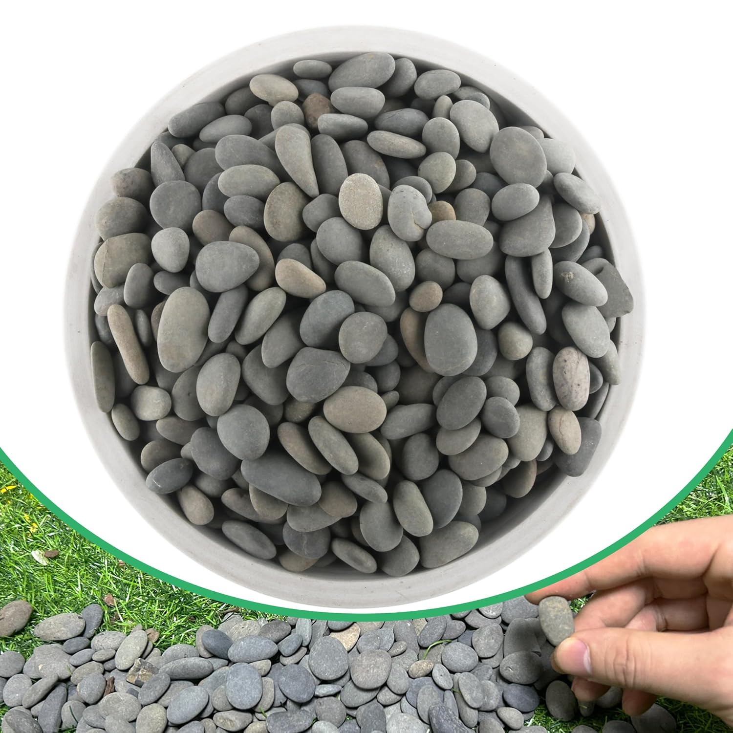 MaseiKar 2.4LB River Rocks Mexican Beach Pebbles for Garden Landscape Stone Paving Stone - Grey 1 Inch