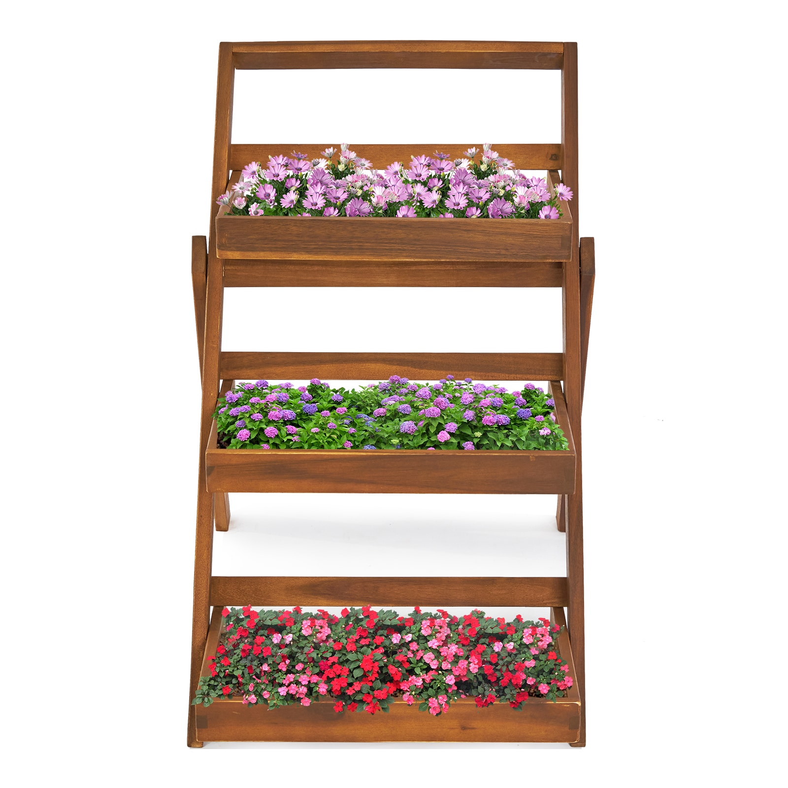 Outopee LO1G54000066 30.7-in W x 30.7-in L x 30.1-in H Tan Wood Raised Planter Box