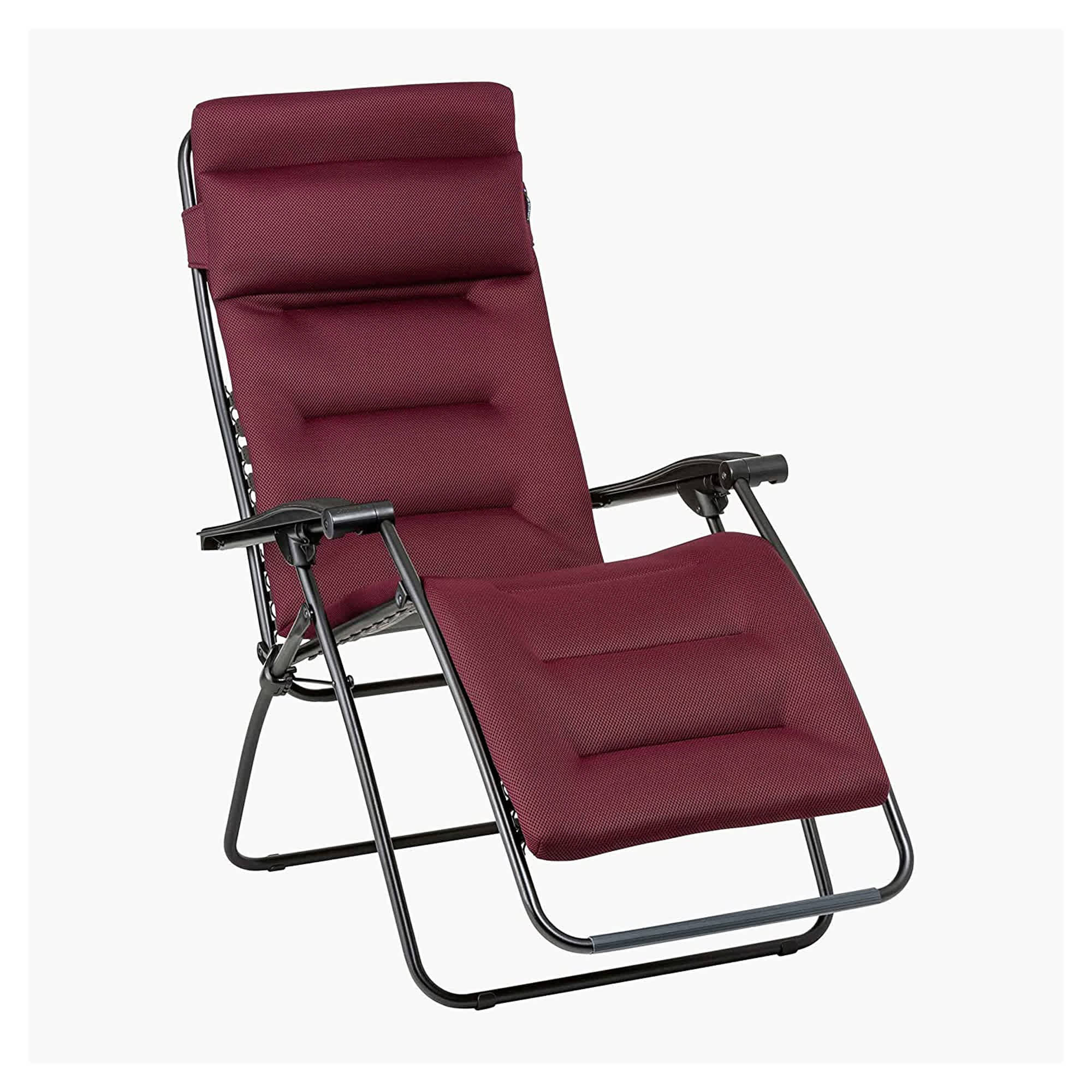 Lafuma 269193 R Clip Batyline Iso Relaxation Patio and Poolside Zero Gravity Outdoor Foldable Lounge Recliner with Removable Canvas Bordeaux
