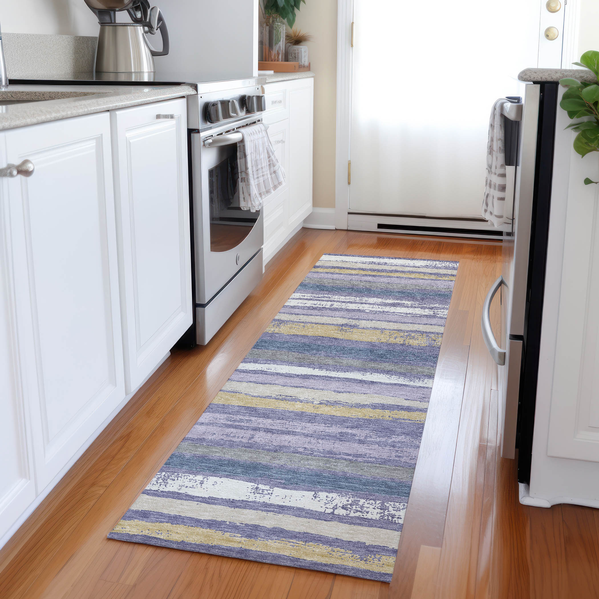 Addison Rugs ACN1019PP2X8 Chantille ACN1019PP 2 x 7 (ft) Polyester Purple Rectangular Indoor/Outdoor Geometric Machine washable Runner rug
