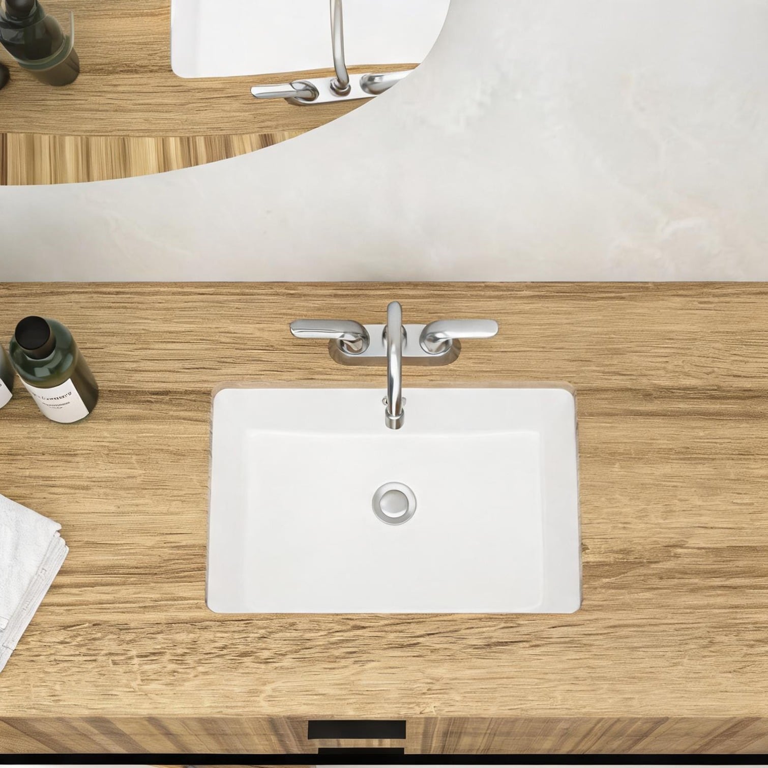 Watnature 18 x 12 Inch Undermount Bathroom Sink Soft White Ceramic Single Rectangular Basin with Overflow for Bathroom Vanity Use