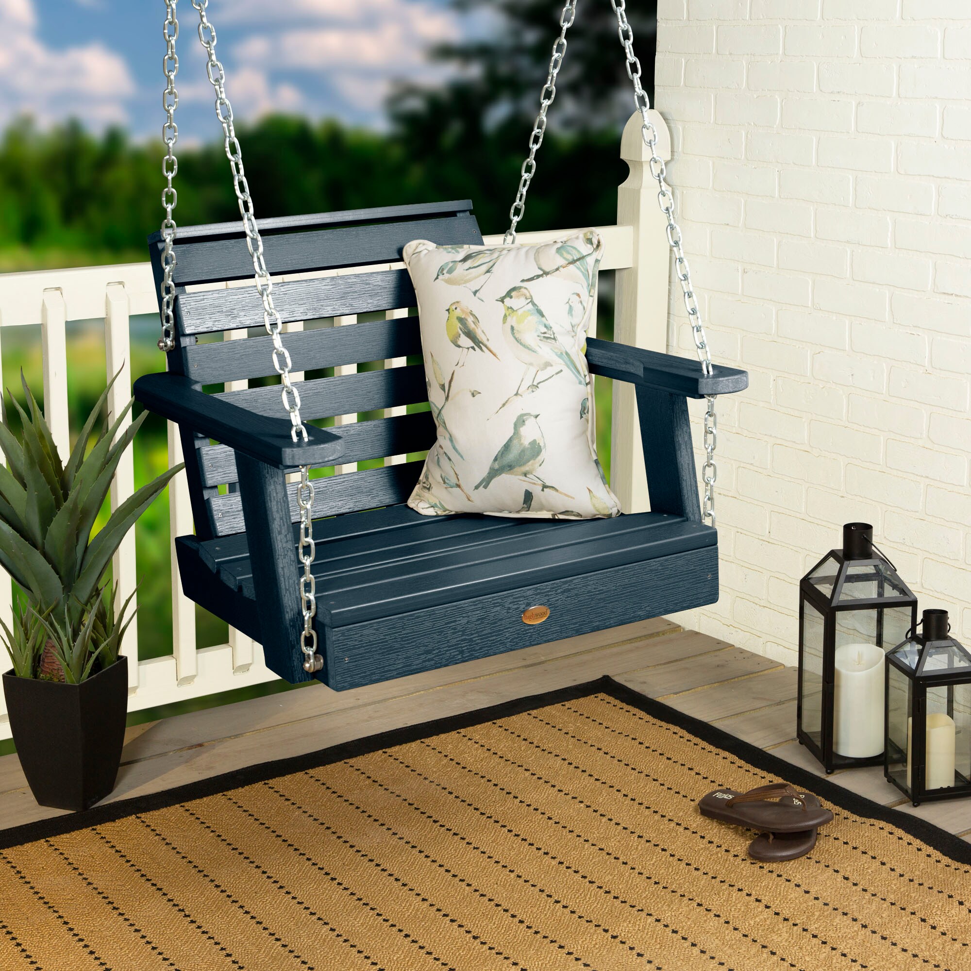 highwood AD-PORW3-FBE The Weatherly 1 -person Federal Blue Recycled plastic Outdoor Swing