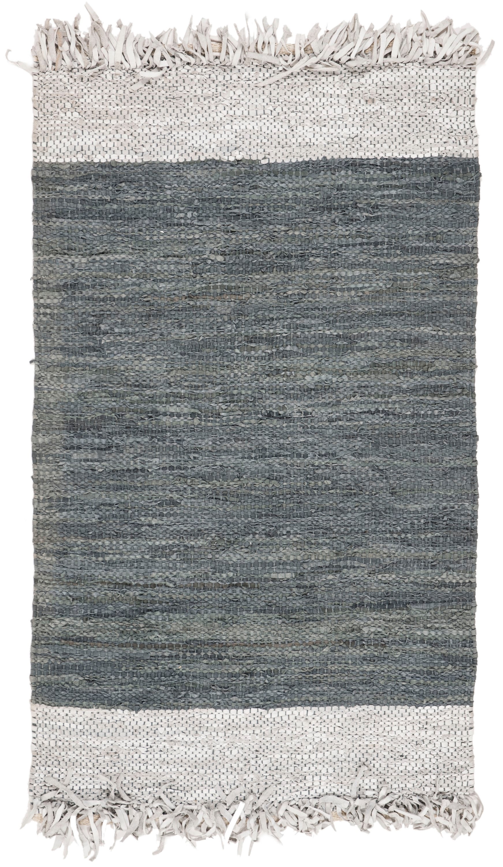 Handmade Light Grey and Dark Grey Cowhide Area Rug