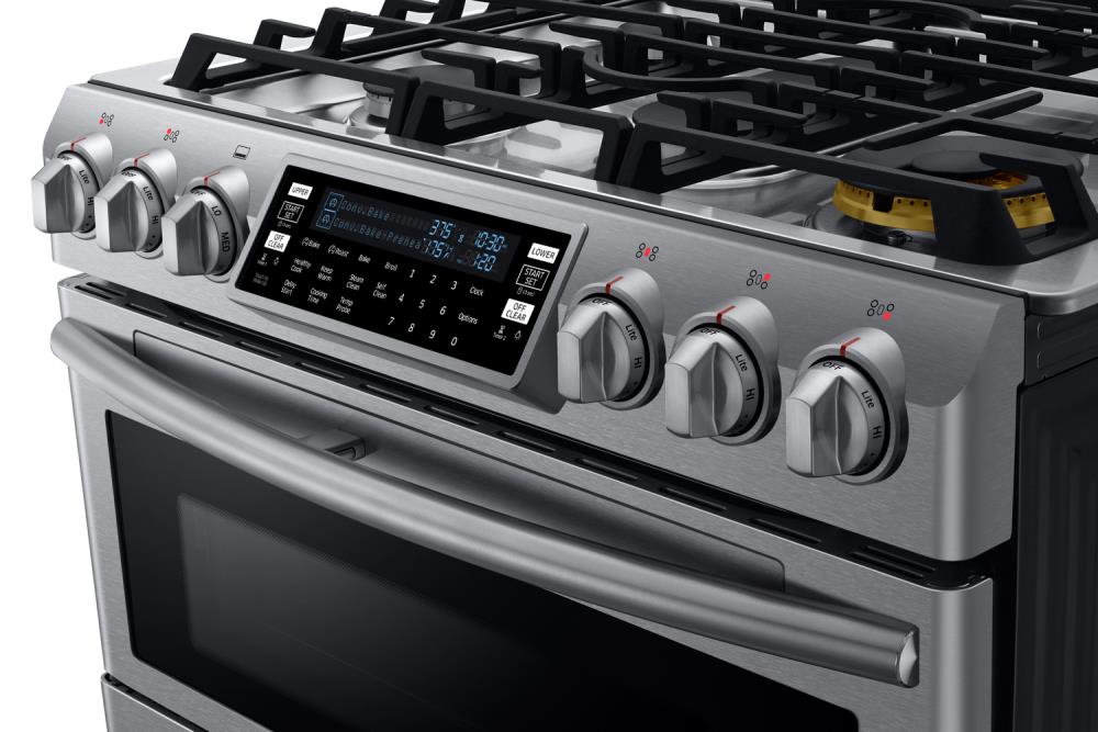 Samsung 30-in Standard 5 Burners 3.4-cu ft / 2.7-cu ft Self-cleaning