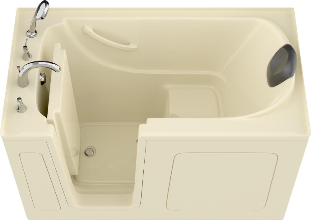 Endurance LS3260LBS-CP Safe Palace 32-in x 59.625-in Biscuit Acrylic Rectangular Walk-in Soaking Bathtub with Faucet Hand Shower with Drain ( Left Drain )