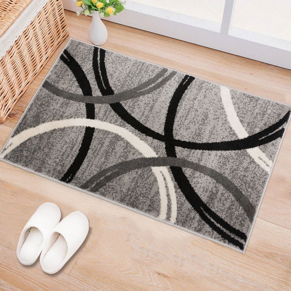 Modern Elegance 5' x 7' Gray Abstract Synthetic Area Rug