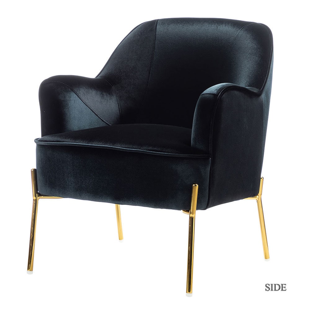 14 Karat Home CHM6154A-BLACK Casual BLACK Velvet Accent Chair