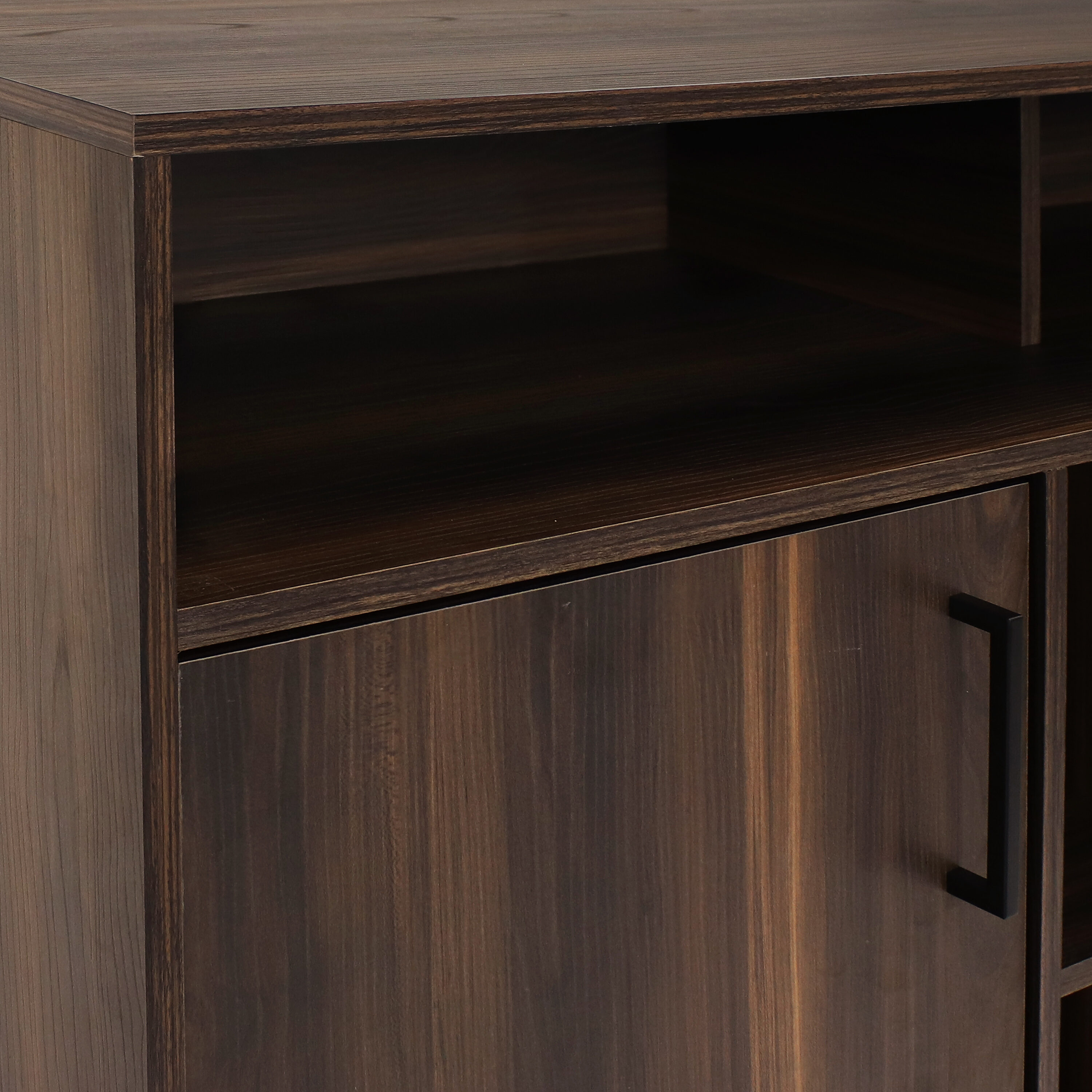 Anthony Coffee Brown Pine MDF Sideboard Buffet Cabinet with Shelves