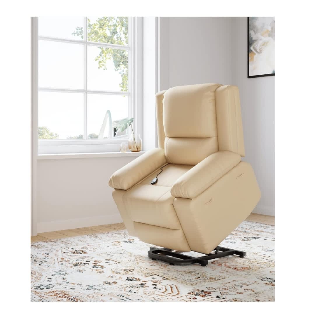 Qeetex KL-PHO-334HDJDW Power Lift Recliner Chair Massage Heat Functions Adjustable Back Leg Rest 135 Degree Recline Wide Seat Faux Leather Comfort Seating for Living Room
