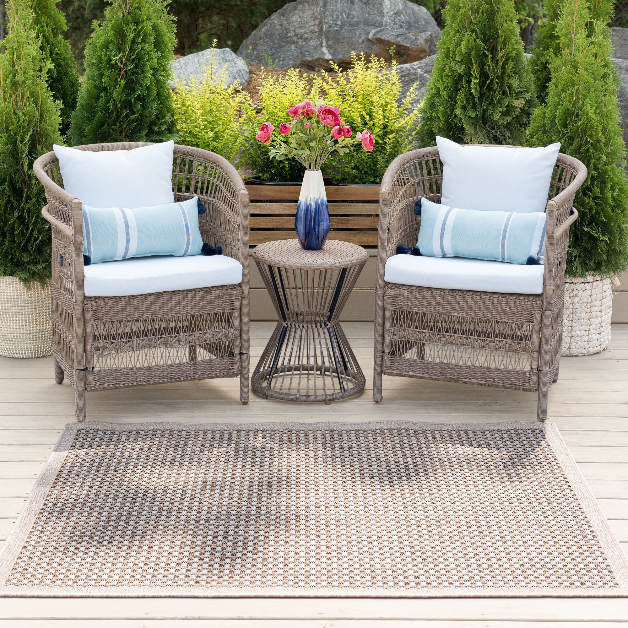 Tayse DEN1003 4X6 Denver 4 x 6 (ft) Loomed Polypropylene Beige Rectangular Indoor/Outdoor Area rug