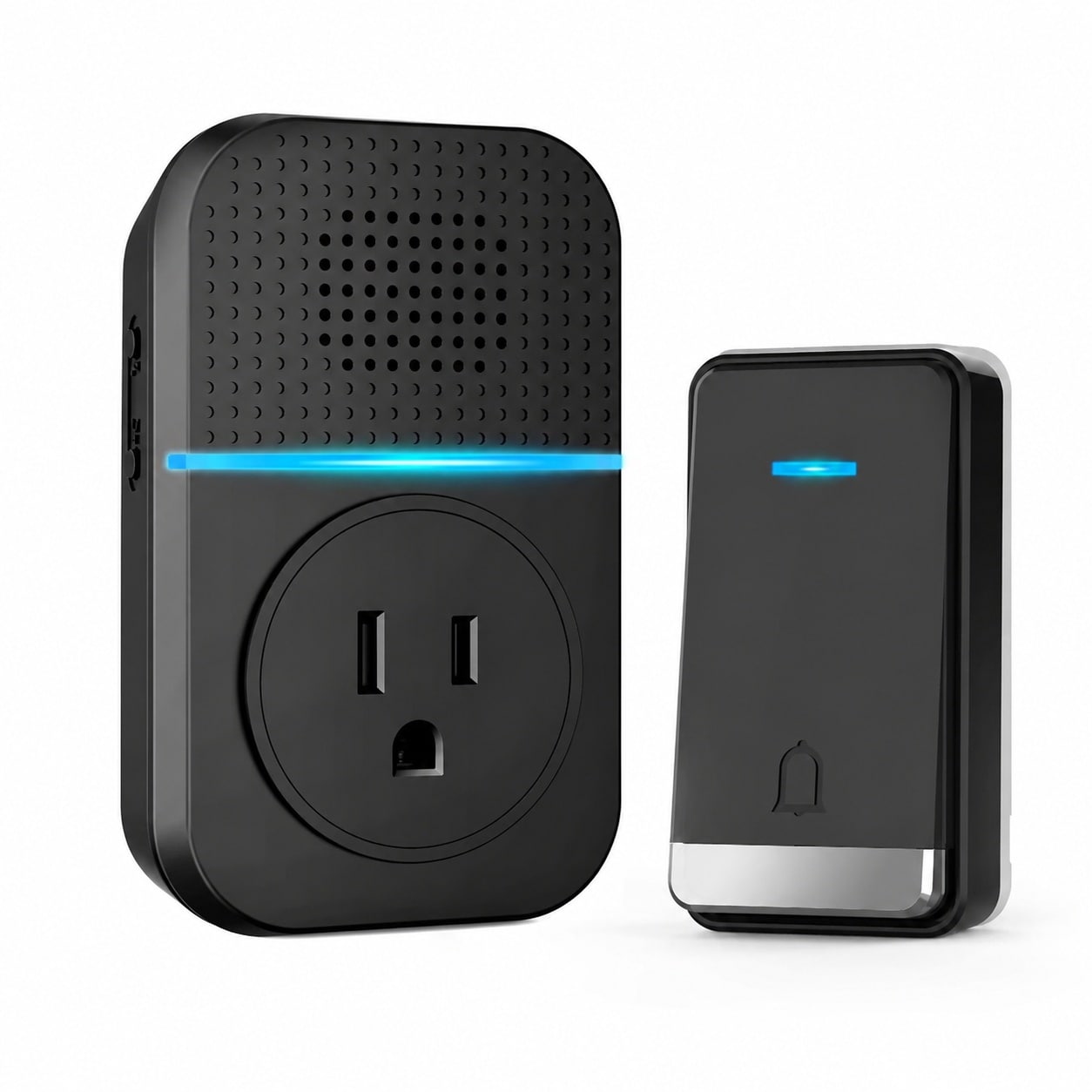 Justincity  Wireless Doorbell Self Powered Plug Through Doorbell Chime for Home Classroom IP66 Waterproof 1300ft Range 60 Tunes LED Light Extra