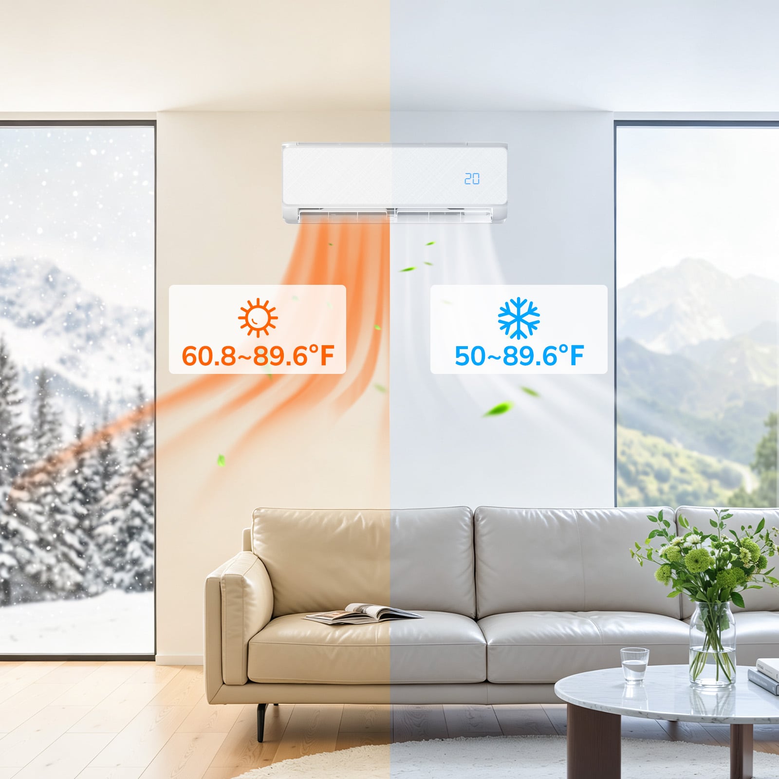 ZAFRO 1 zone 9000-BTU Ductless Mini Split Air Conditioner Heat Pump Included with 115-Volt 19 SEER2 Wifi Enabled Sansujyuku sansujyuku.com
