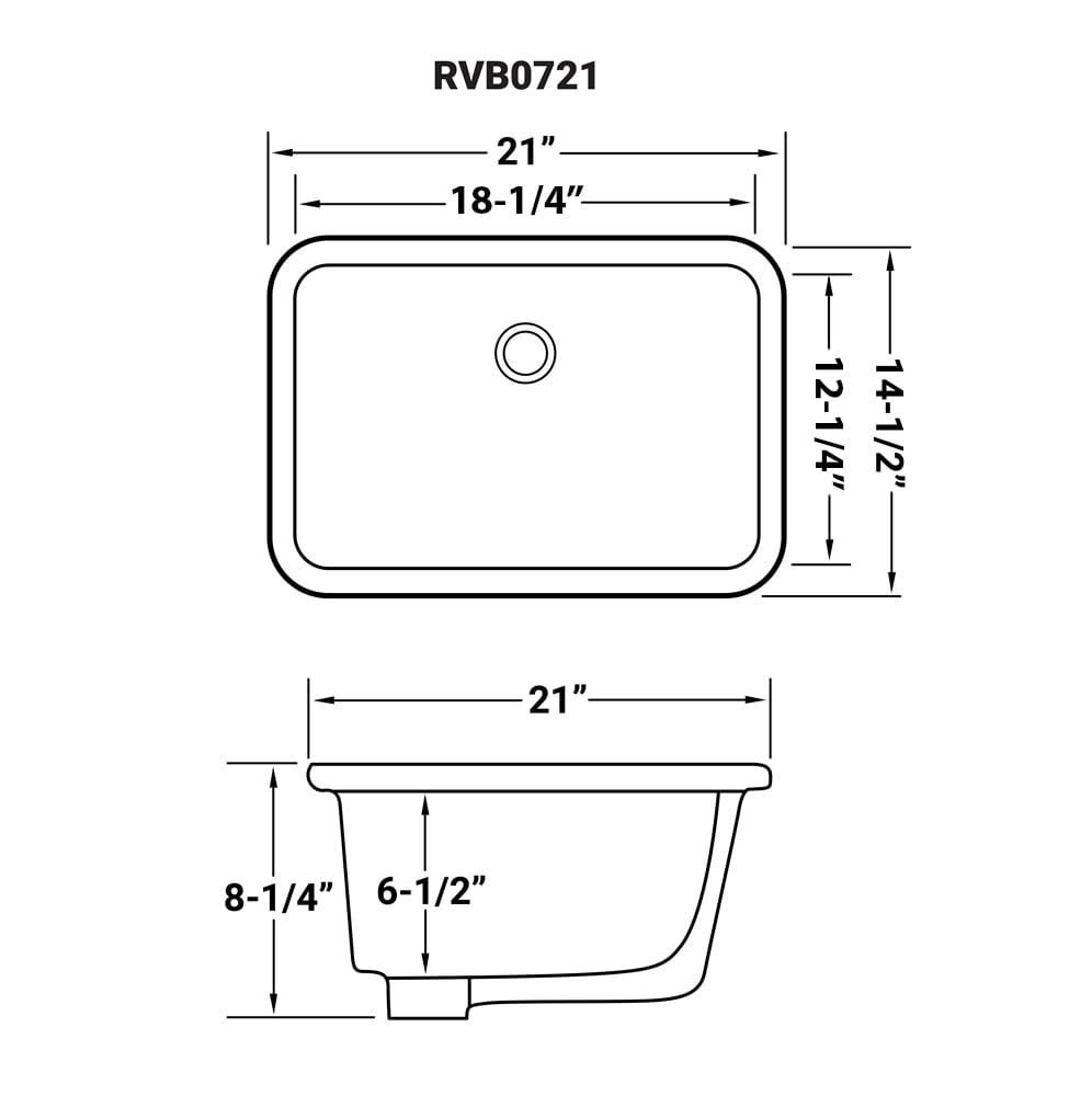 White Rectangular Ceramic Undermount Bathroom Sink with Overflow