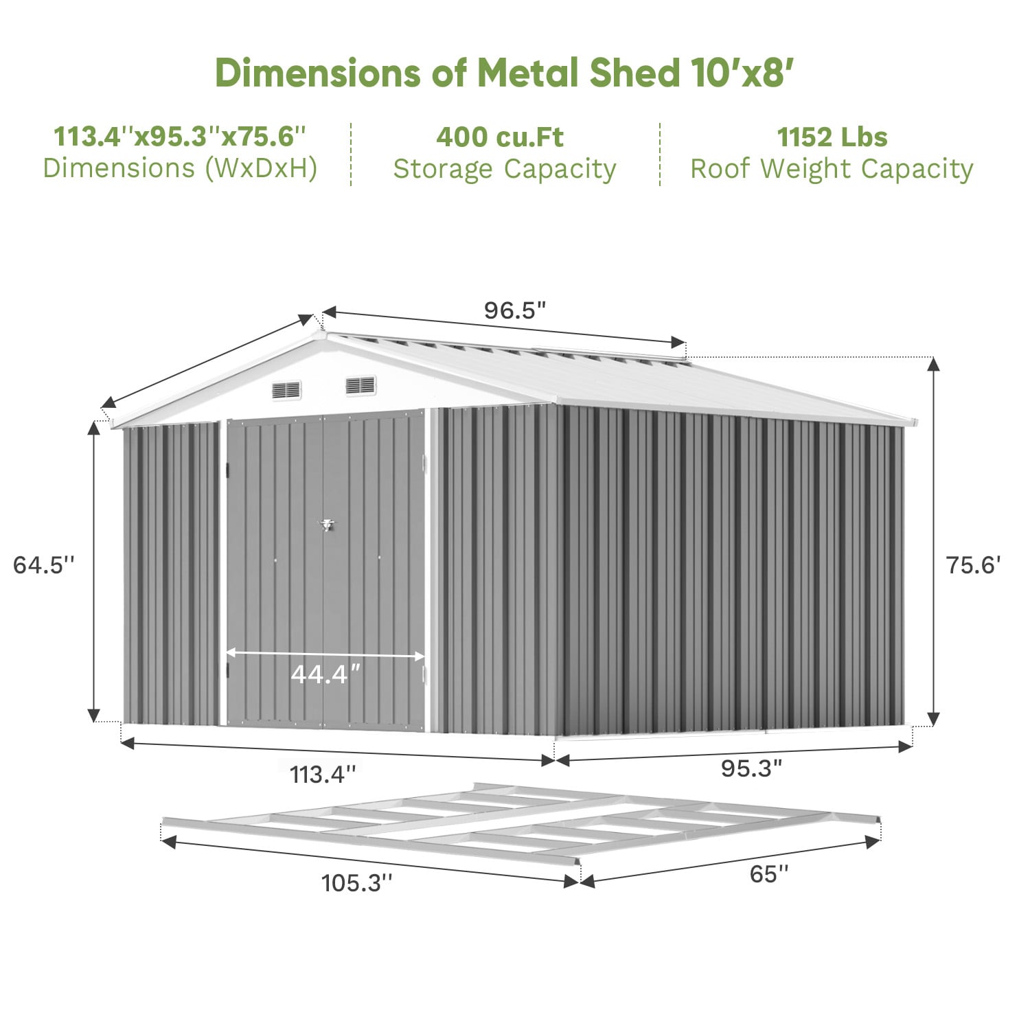 Patiowell WES-0405F-4 Metal-Storage-Buildings-Sheds - View #5