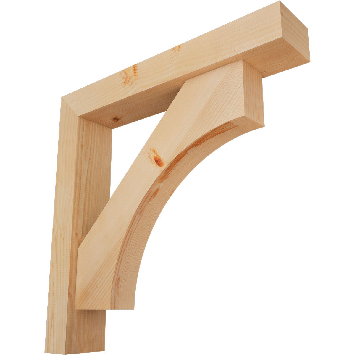 Ekena Millwork 1464655 Westlake Block Smooth Bracket with Offset Brace Douglas Fir Wood Standard Bracket