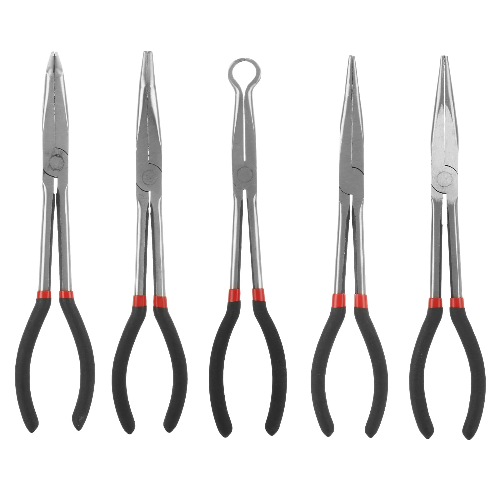 Ahfiwaso  Long Needle Nose Pliers Set 5 in 1 Includes Bent Needle Nose Pliers and Spark Plug Wire Removal Tool 11 inch Length
