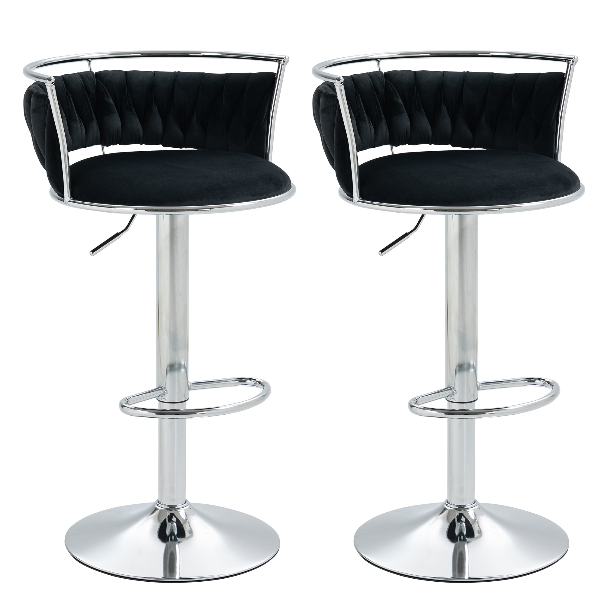 Dreamsidea Velvet Swivel Bar Stool - Counter Height Design - Backrest Support - Adjustable Woven Seat - Ideal for Kitchen Island or Pub