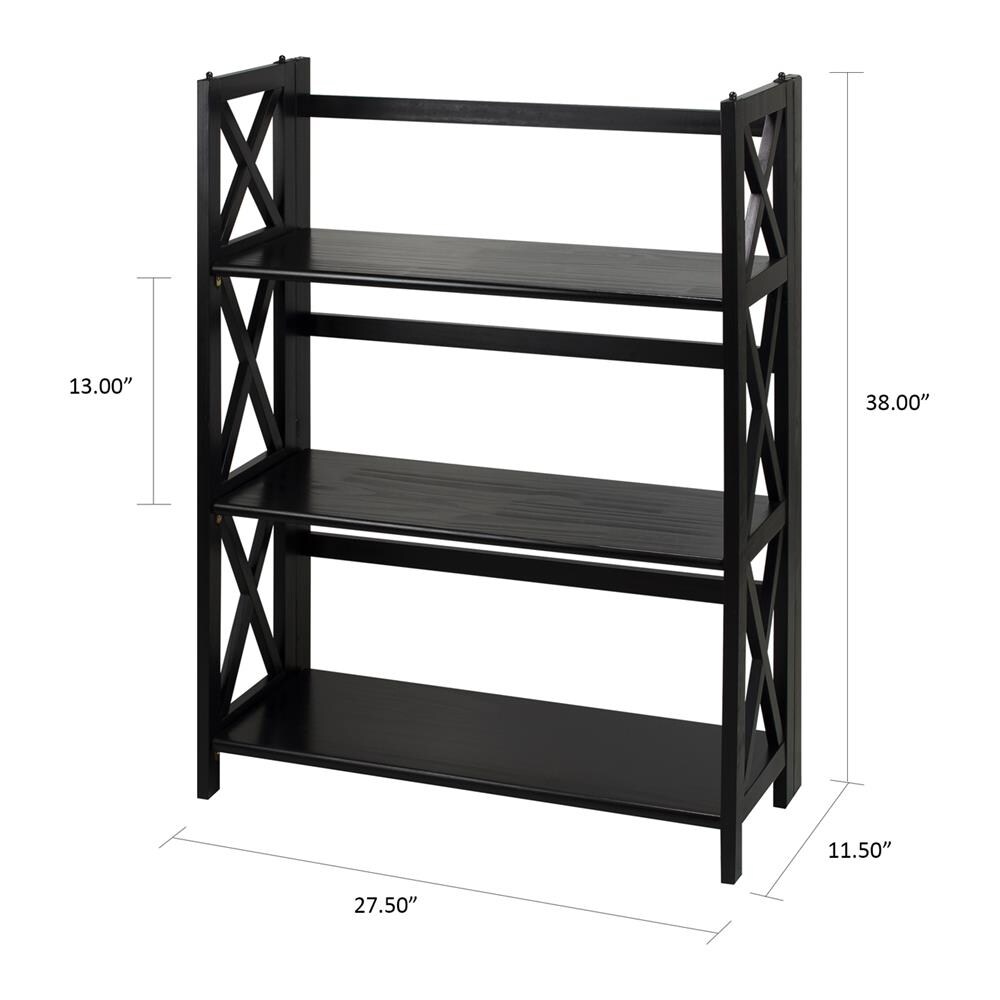 Casual Home Montego Black Wood 3-Shelf Bookcase (27.5-in W x 38-in H x ...
