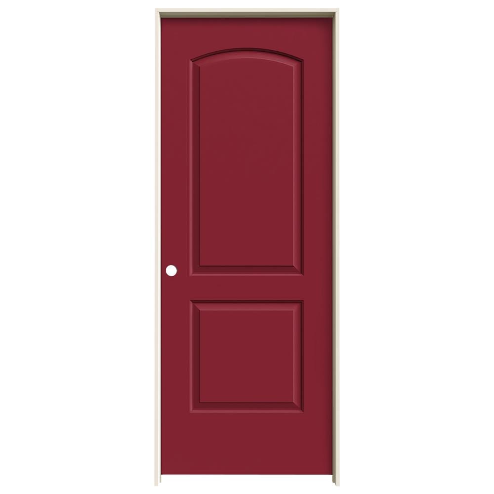 JELD-WEN 28-in x 80-in Cranberry Solid Core 2-panel Round Top Right Hand Smooth Prefinished Molded Composite Flat Jamb Single Prehung Interior Door -  LOWOLJW137000500