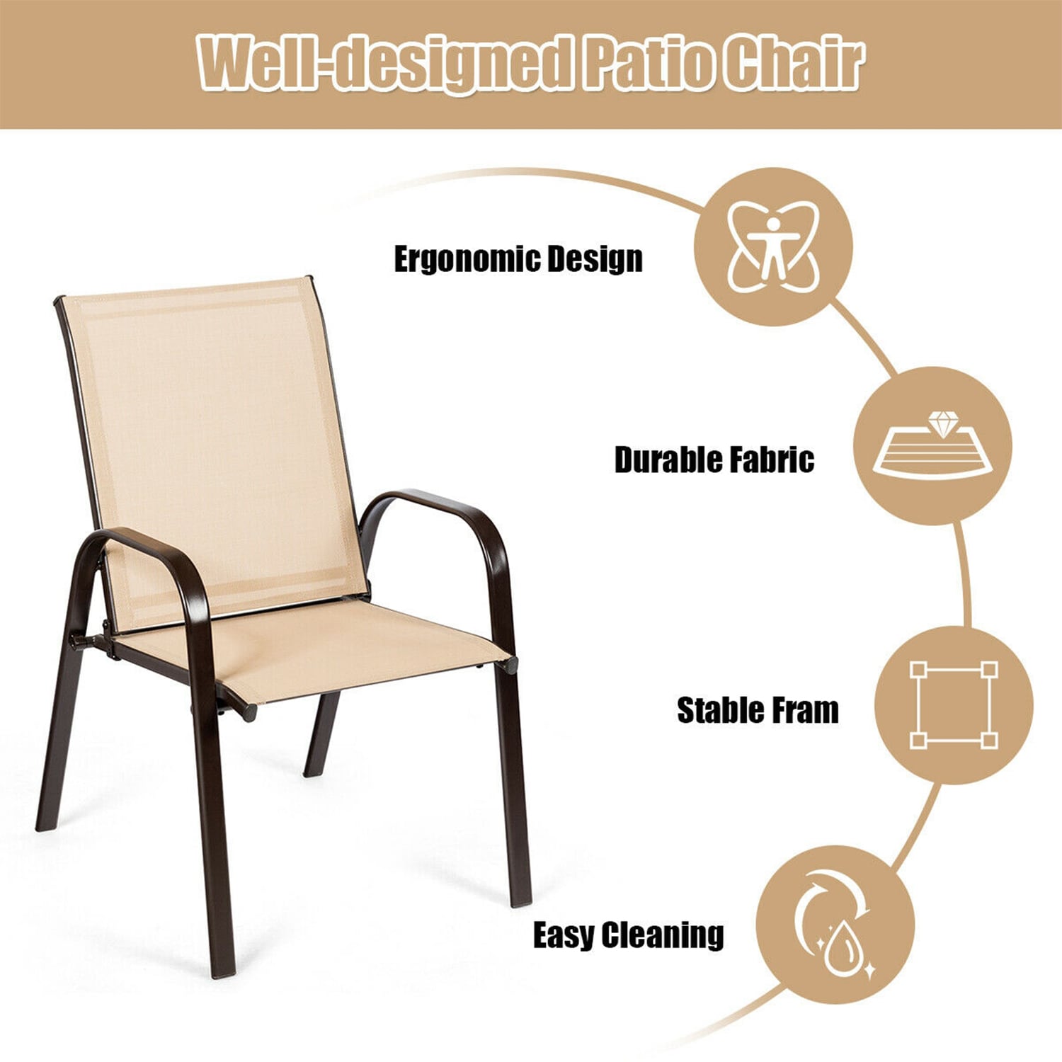 WELLFOR OUG63630CF Patio-Chairs - View #3