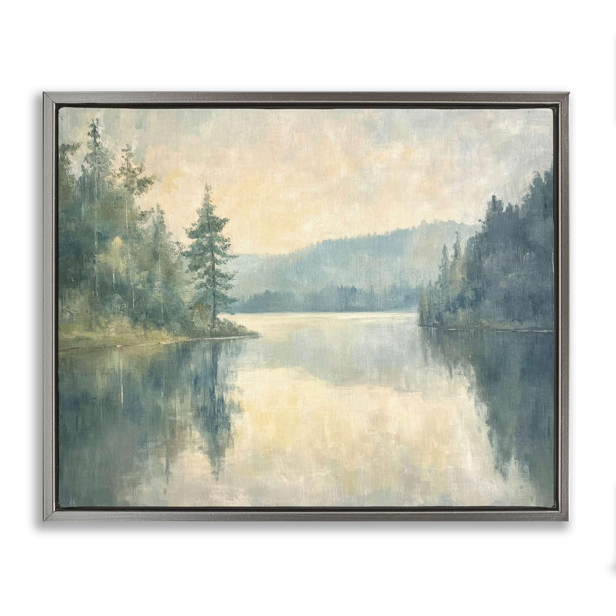 Stupell Industries BT-812-FFL-24X30 Mountain's Reflection Landscape Floating Frame design by Petal Prints Design