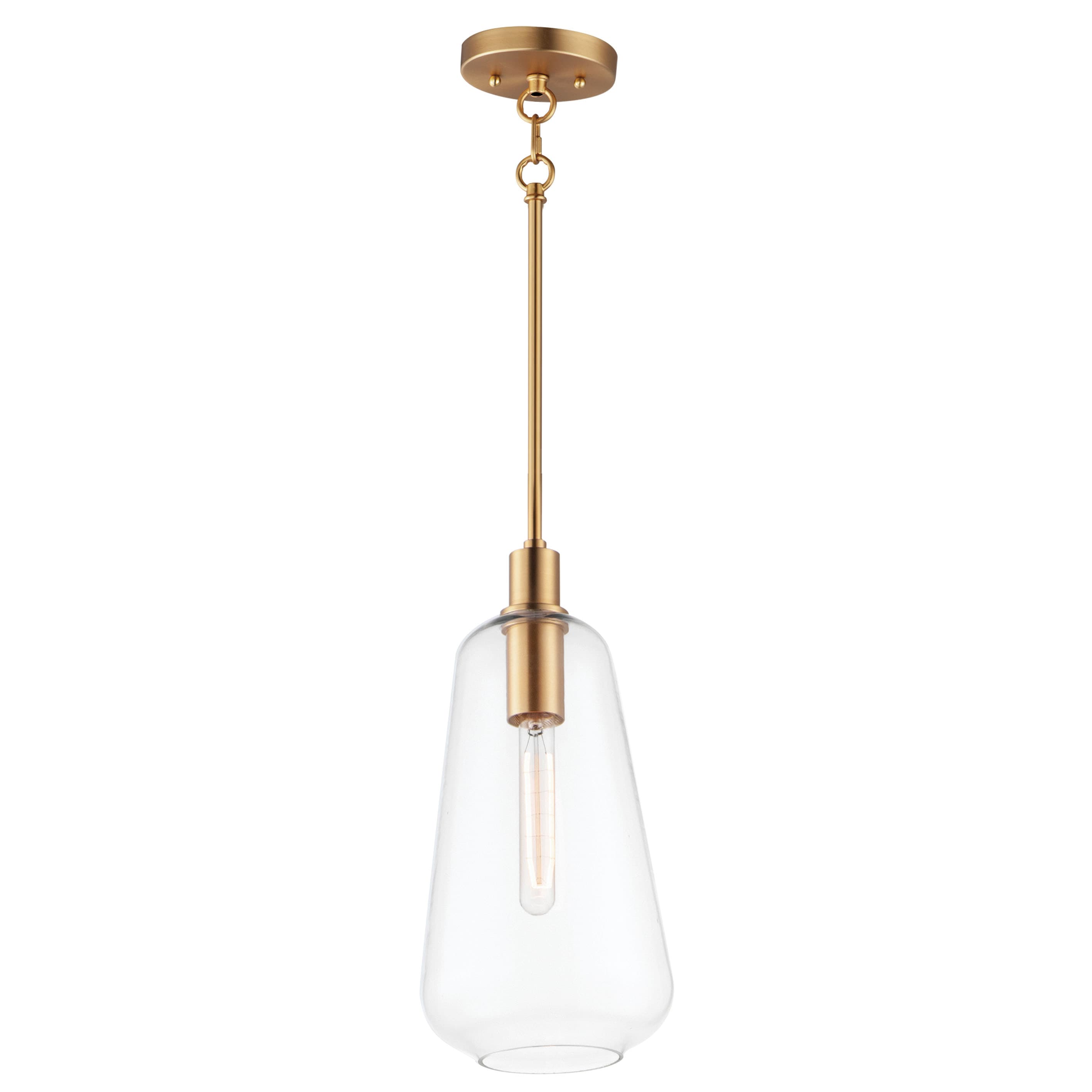 Maxim Lighting 11114CLSBR Babylon Satin Brass Transitional Clear glass Schoolhouse Medium Hanging Pendant light