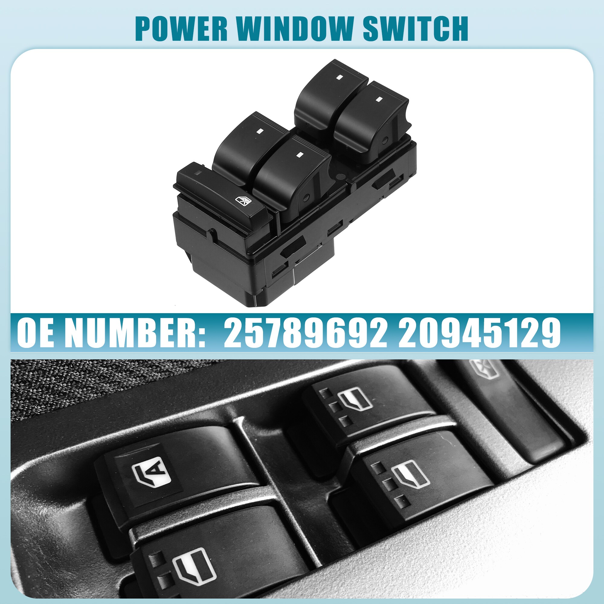 Front Left Door Power Window Switch - Compatible With Chevy Traverse, HHR, Silverado 1500 (Part # 20945129)