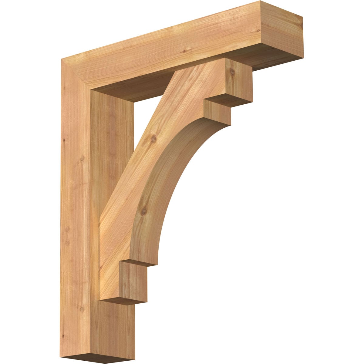 Ekena Millwork 1463142 Merced Block Smooth Bracket with Offset Brace 5-1/2-in x 22-in x 26-in Western red cedar Brown Wood Standard bracket