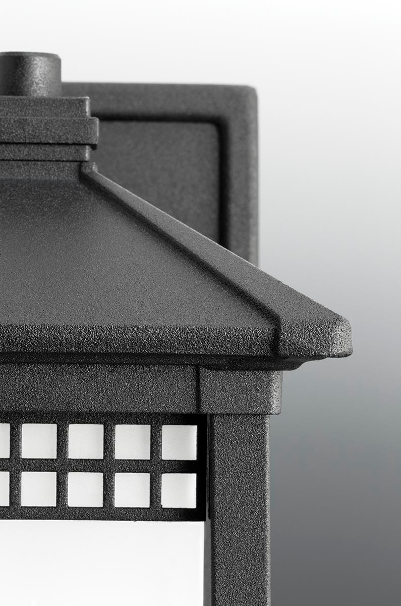 Black Aluminum Outdoor Wall Lantern with Etched Glass Shade