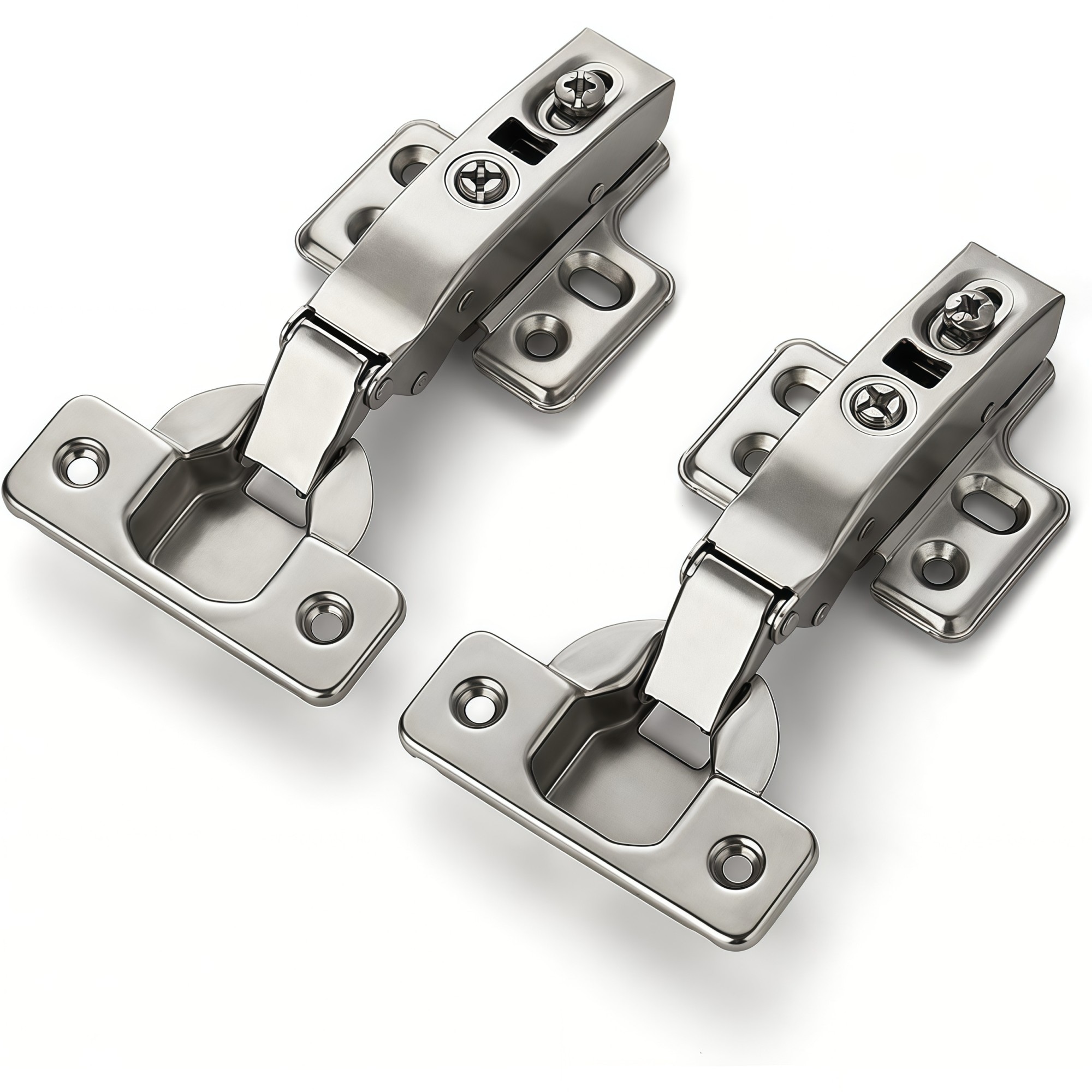 Numhew 35mm Dia 11.5mm Depth 105-Degree 60-Pack Soft Close Full Overlay Satin Nickel Cabinet Hinges