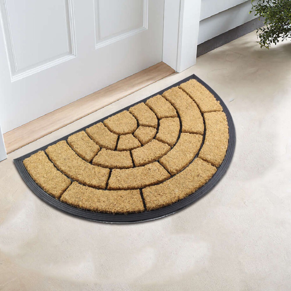 Envelor 2-ft x 3-ft Grey Half-Round Indoor or Outdoor Decorative Door Mat in Gray | PP-71506-GE-M