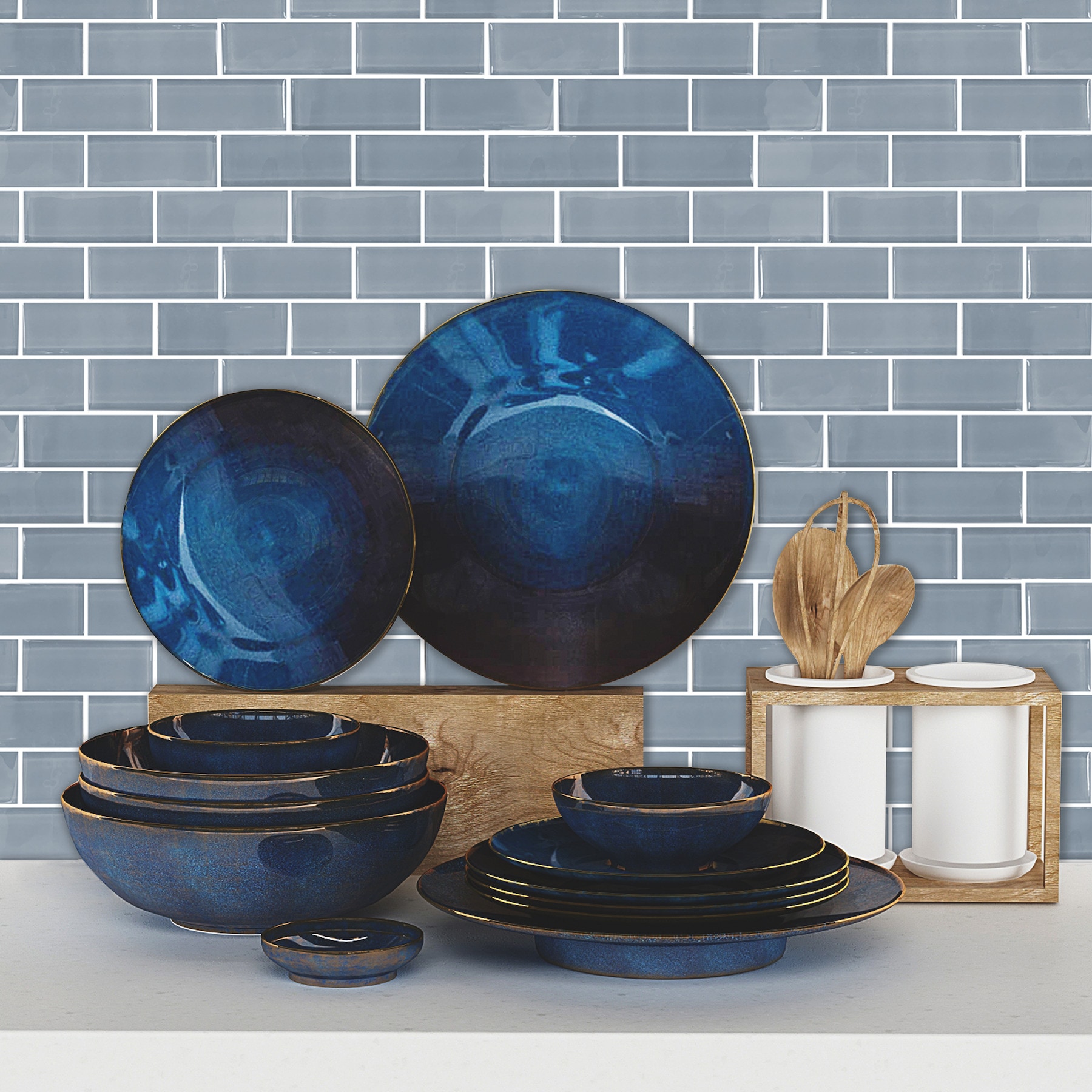 Blue Seaglass Vinyl Peel and Stick Subway Tile