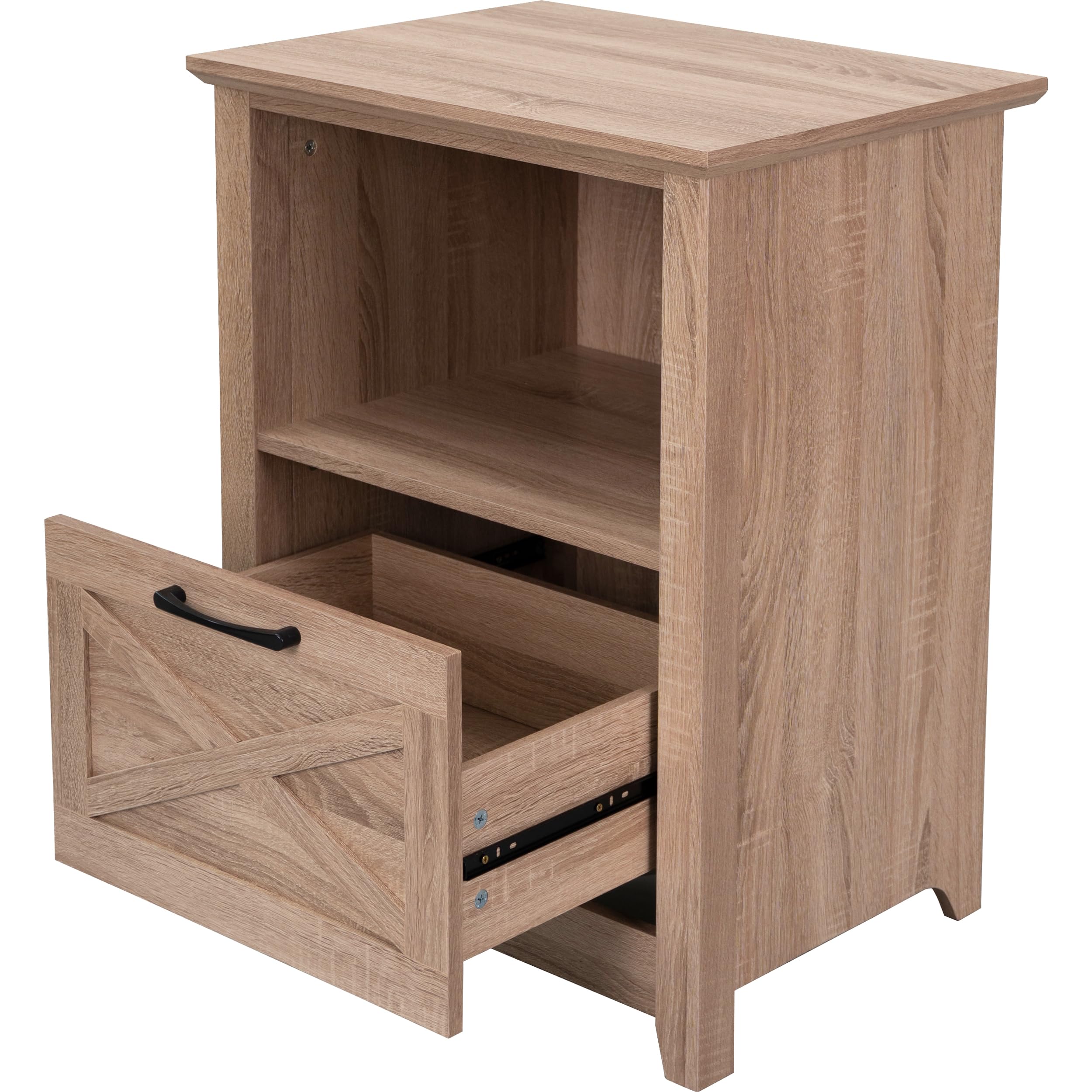 LTMATE LS45135911 23.5-in W x 30.5-in H Sonoma Oak Wood veneer Rectangular Country End Table with Storage Assembly Required