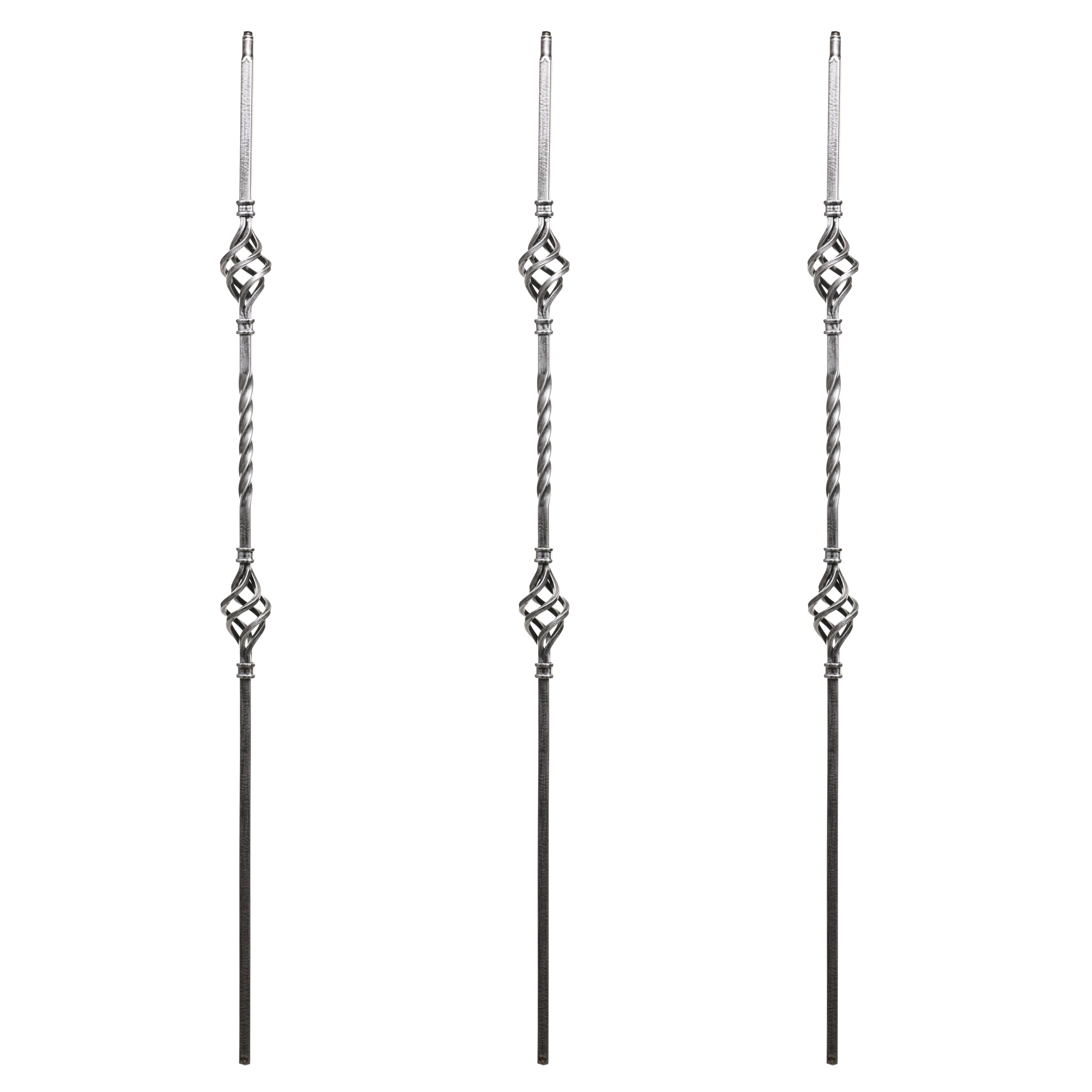 RELIABILT WGT05AN 43-in x 0.5-in Antique Nickel Wrought Iron Double Basket Stair Baluster (3-Pack)