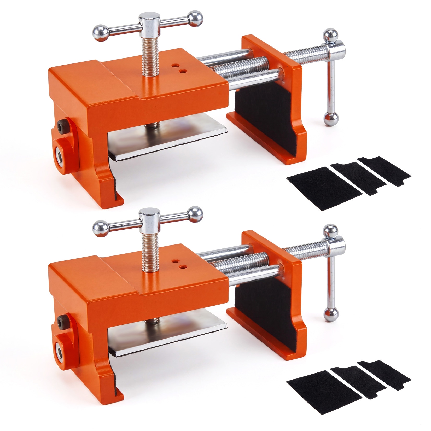 Garvee 2-Pack Orange Cabinet Face Frame Clamps Adjustable Aluminum Alloy and Iron Woodworking Clamp Set with Drill Guide 2.36-4.72 Inch Jaw Opening Cabinet Installation Tools