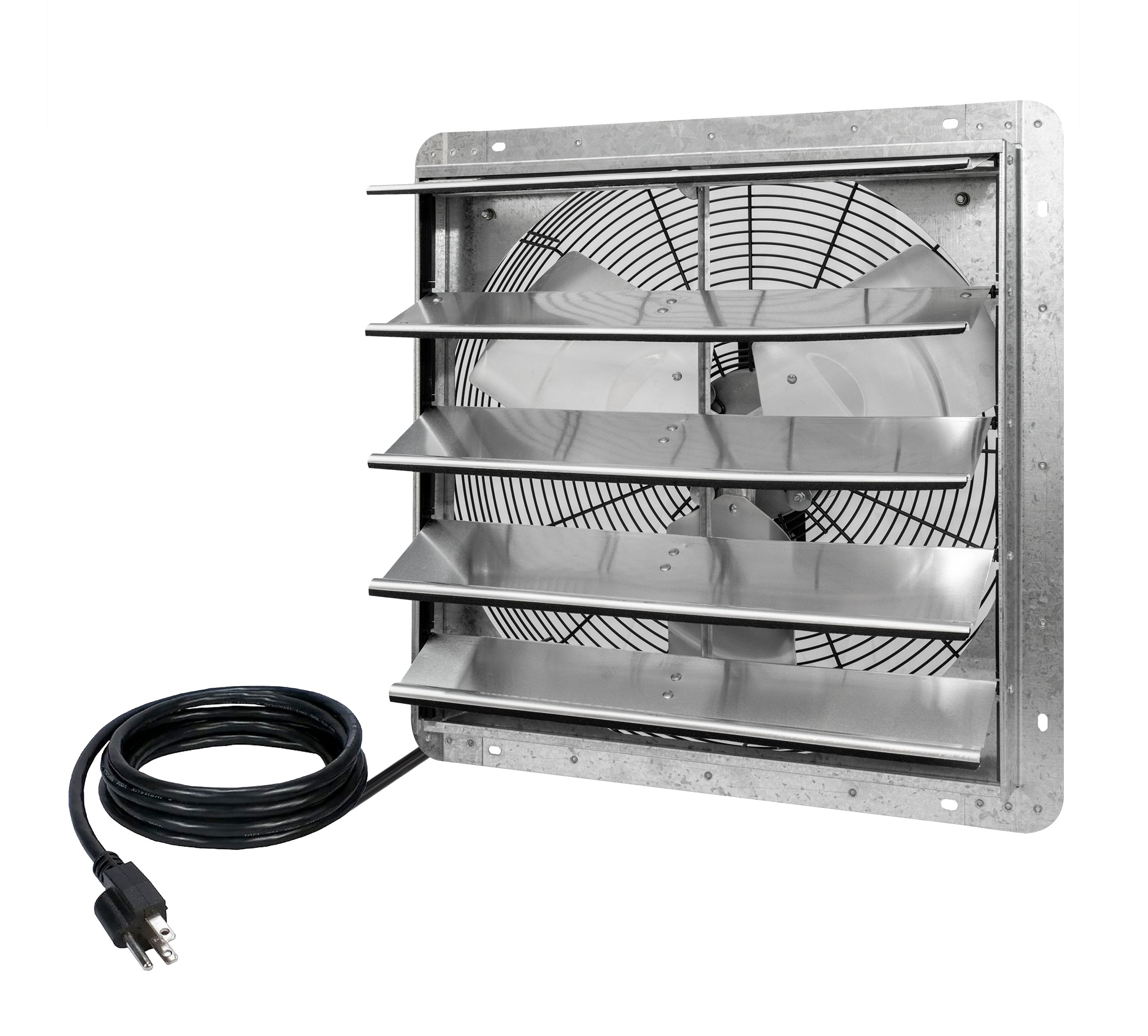 iLIVING Automatic Shutter Exhaust Fan 20-in Plug in Indoor Silver Wall Mounted Fan