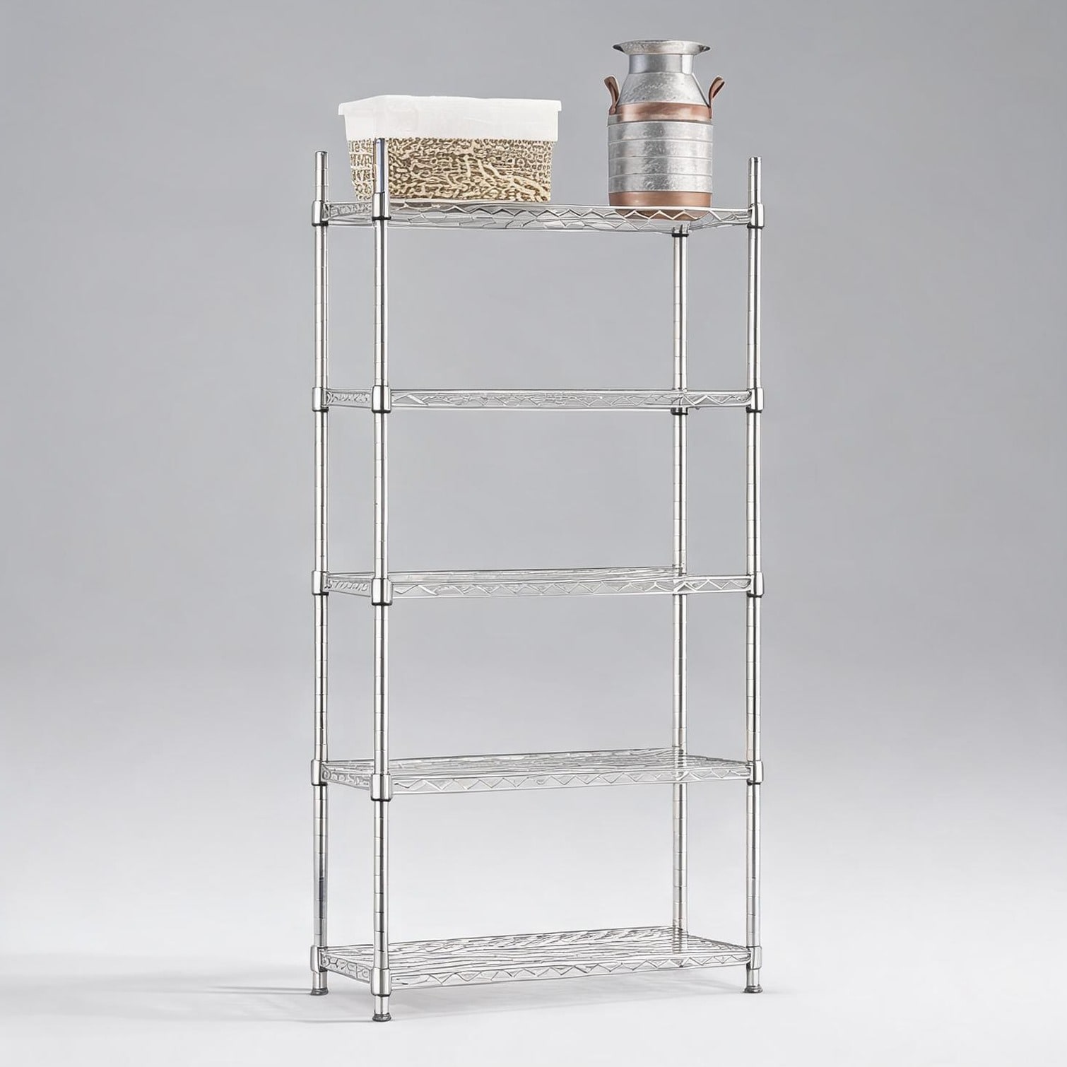 BBabe Classic Silver 5-Tier Freestanding Storage Rack 90x35x180 cm with Adjustable Shelves
