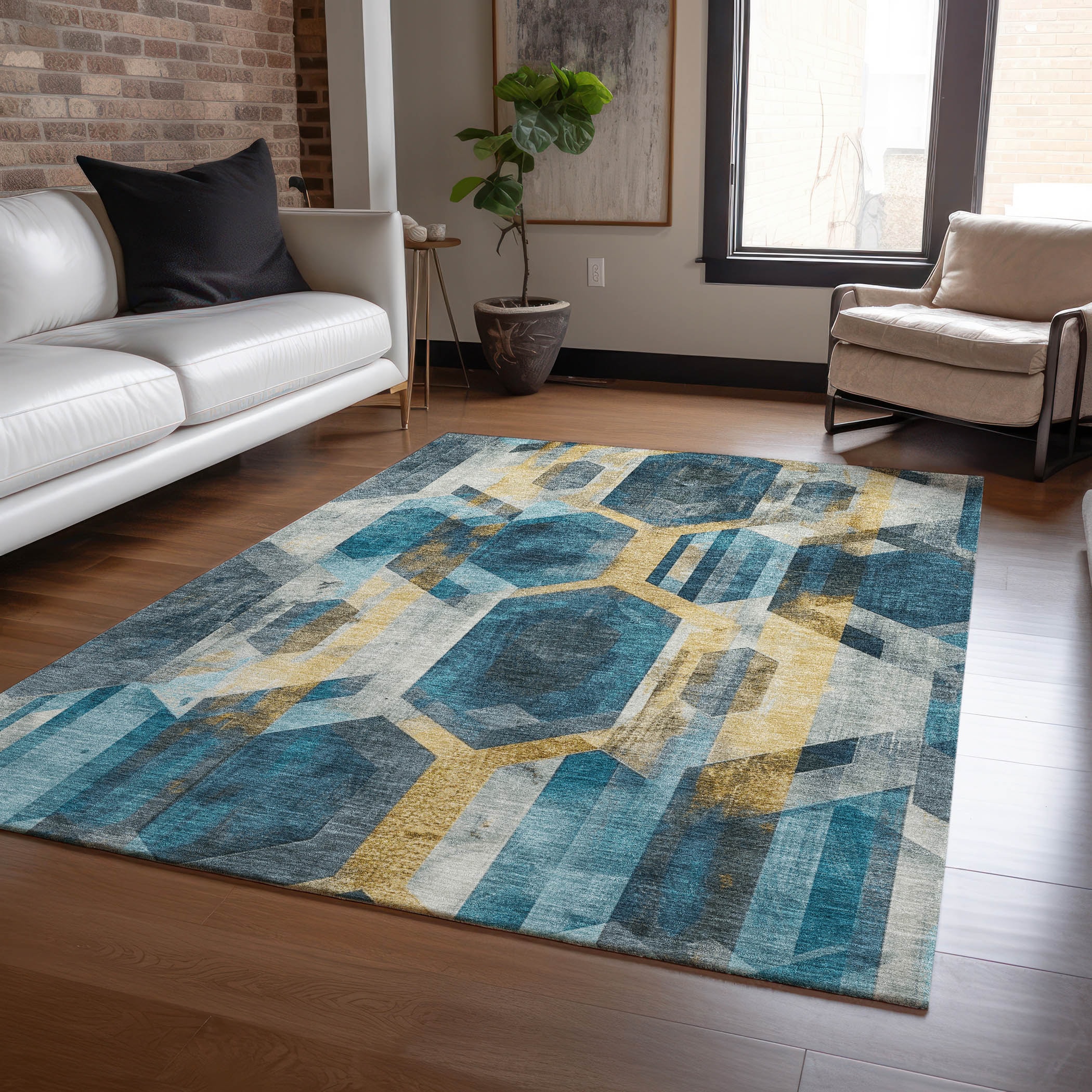 Addison Rugs ACN1722TE8X10 Chantille ACN1722TE 8 x 10 (ft) Loomed Teal Rectangular Indoor/Outdoor Machine washable Pet Friendly Area rug