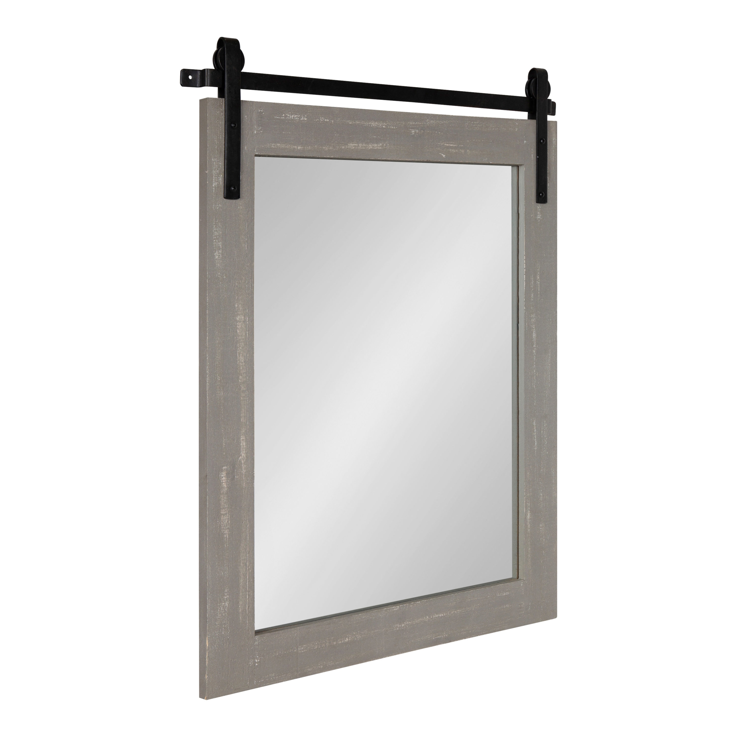 Kate and Laurel 216798 Cates 22-in W x 30-in H Rectangle Gray Framed Wall Mirror