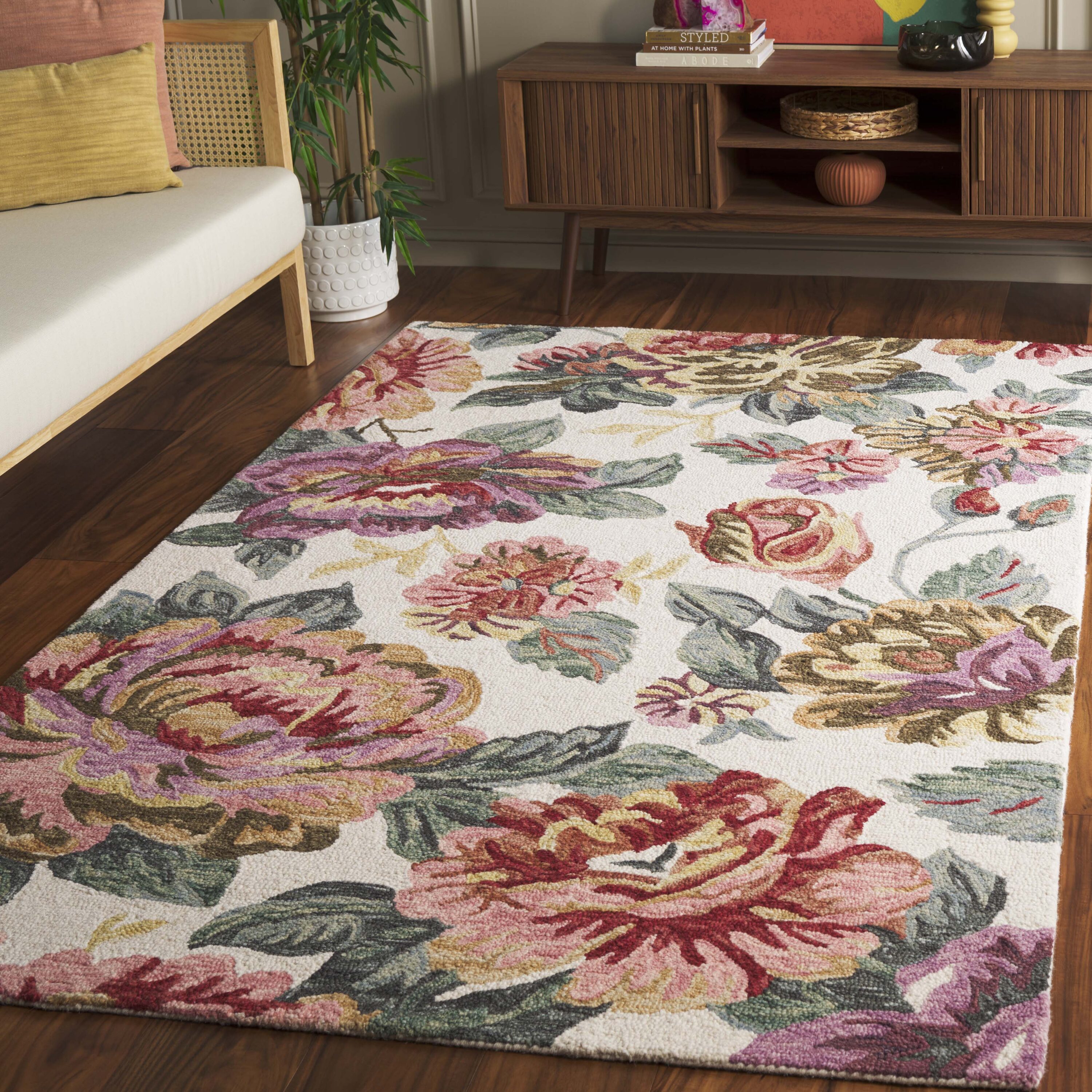  Jardin 254 Ivory/Red Country Floral 4Ft x 6Ft Small Rectangle Rug