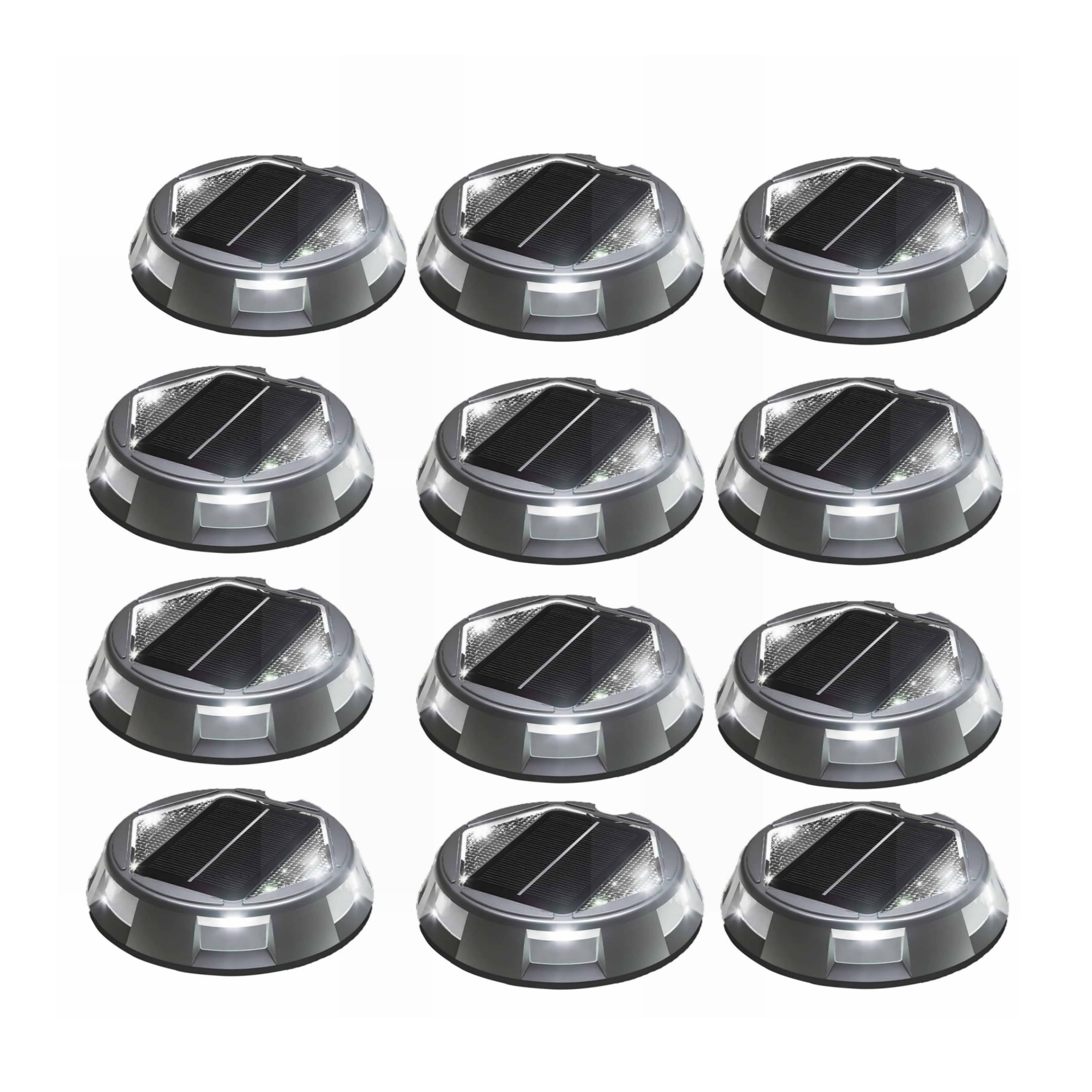Aoibox  Solar Driveway Dock Deck Marker Lights 12-Pack 9 Colors RGB IP67 Waterproof Outdoor Warning Step Pathway Walkway Lights