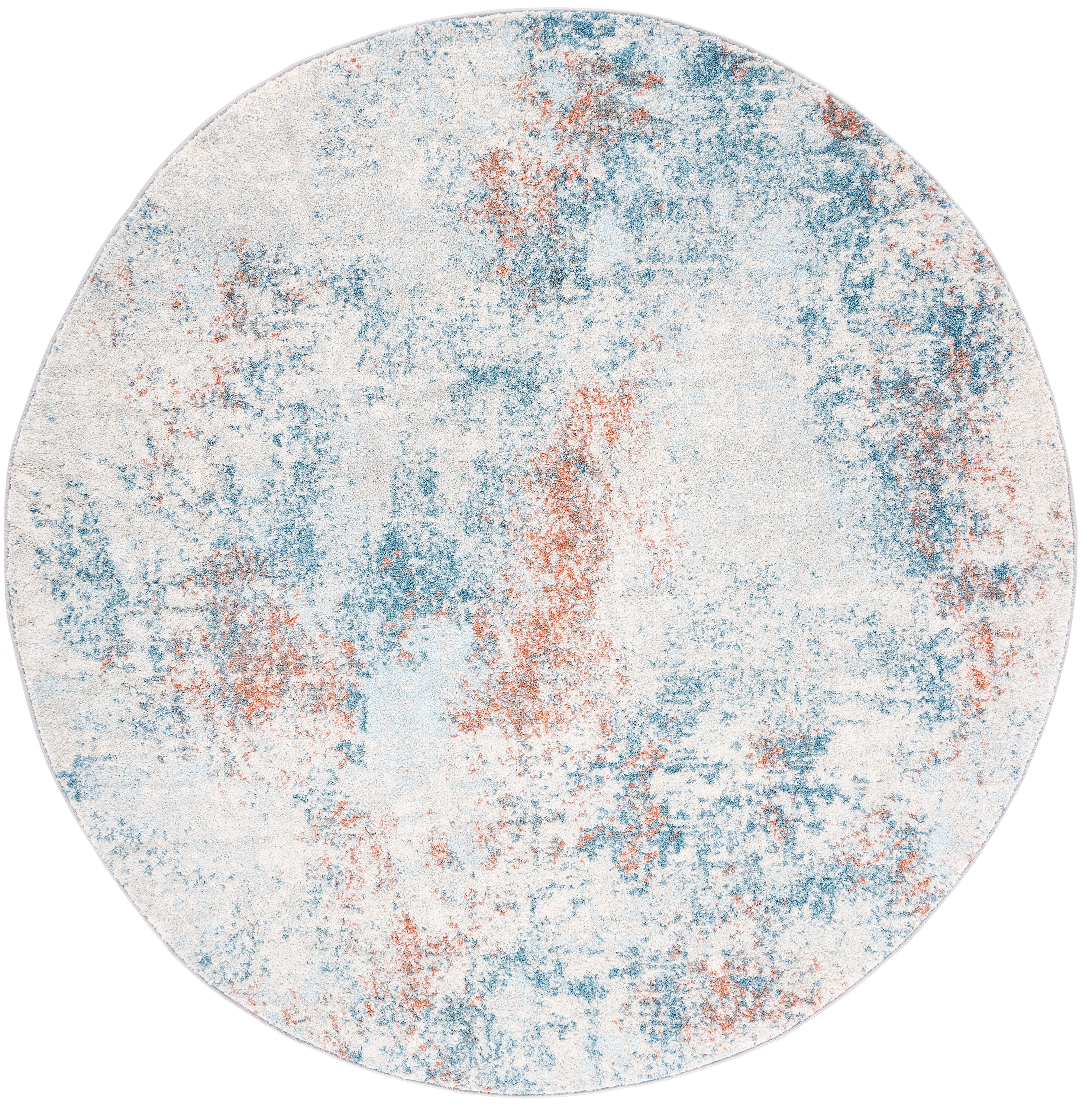 Safavieh TUL209M-7R Tulum Ilze 7 x 7 (ft) Loomed Polypropylene Light Blue/Ivory Round Indoor Distressed/Overdyed Farmhouse/Cottage Area rug