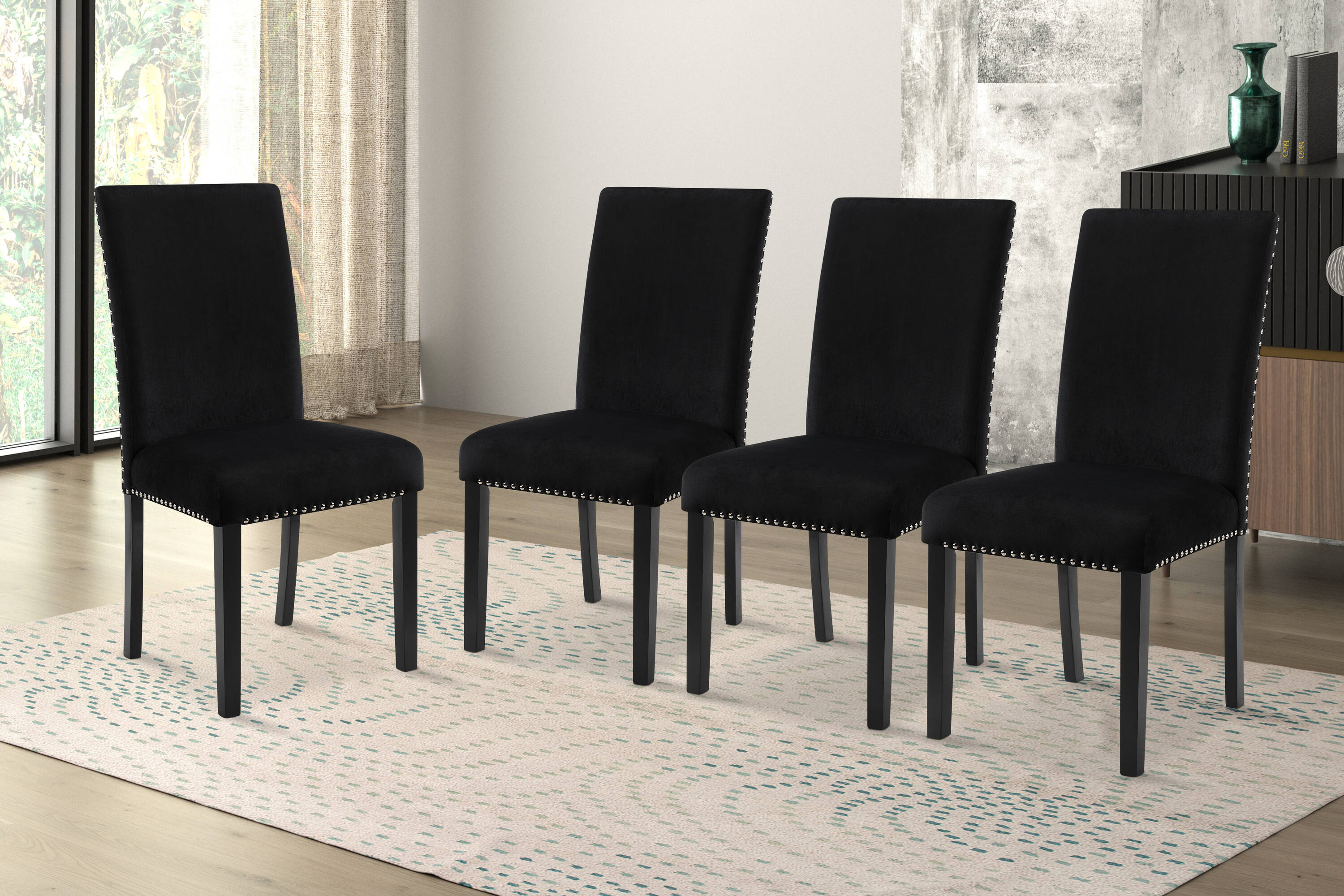 New Classic Furniture EC-S-40-D400-4CK2 Set of 4 Celeste Contemporary/Modern Polyester Upholstered Dining Side Chair (Wood Frame)