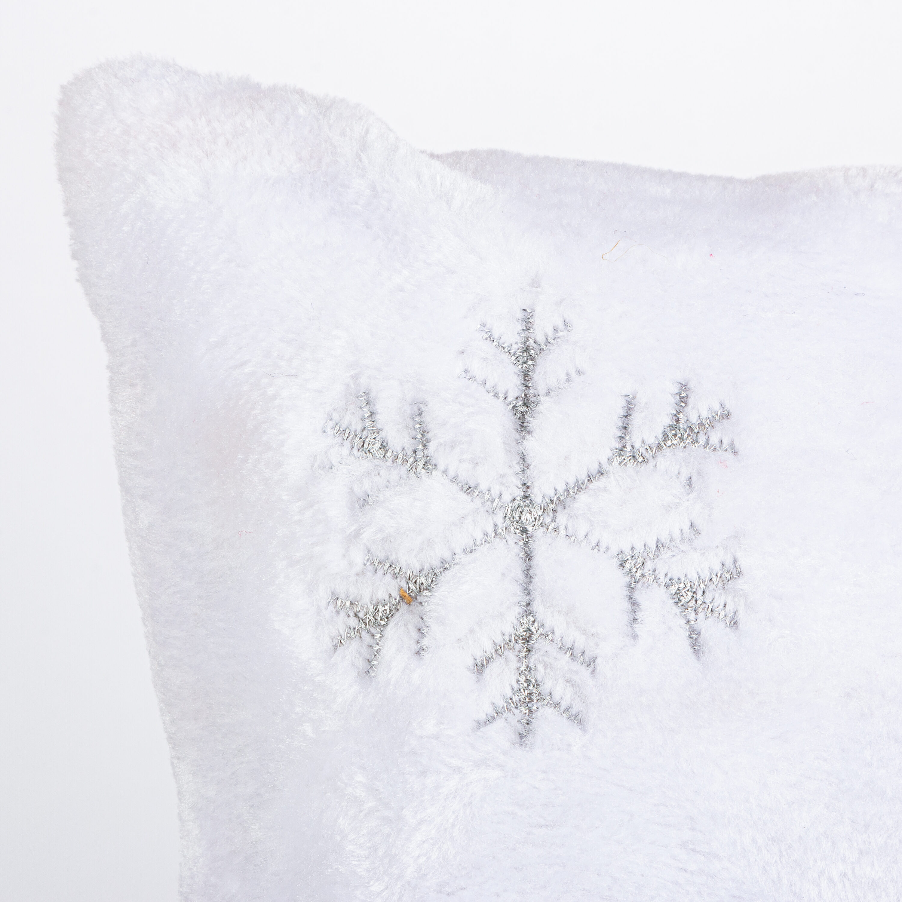 16'' White and Gold Embroidered Square Christmas Pillows, Set of 2