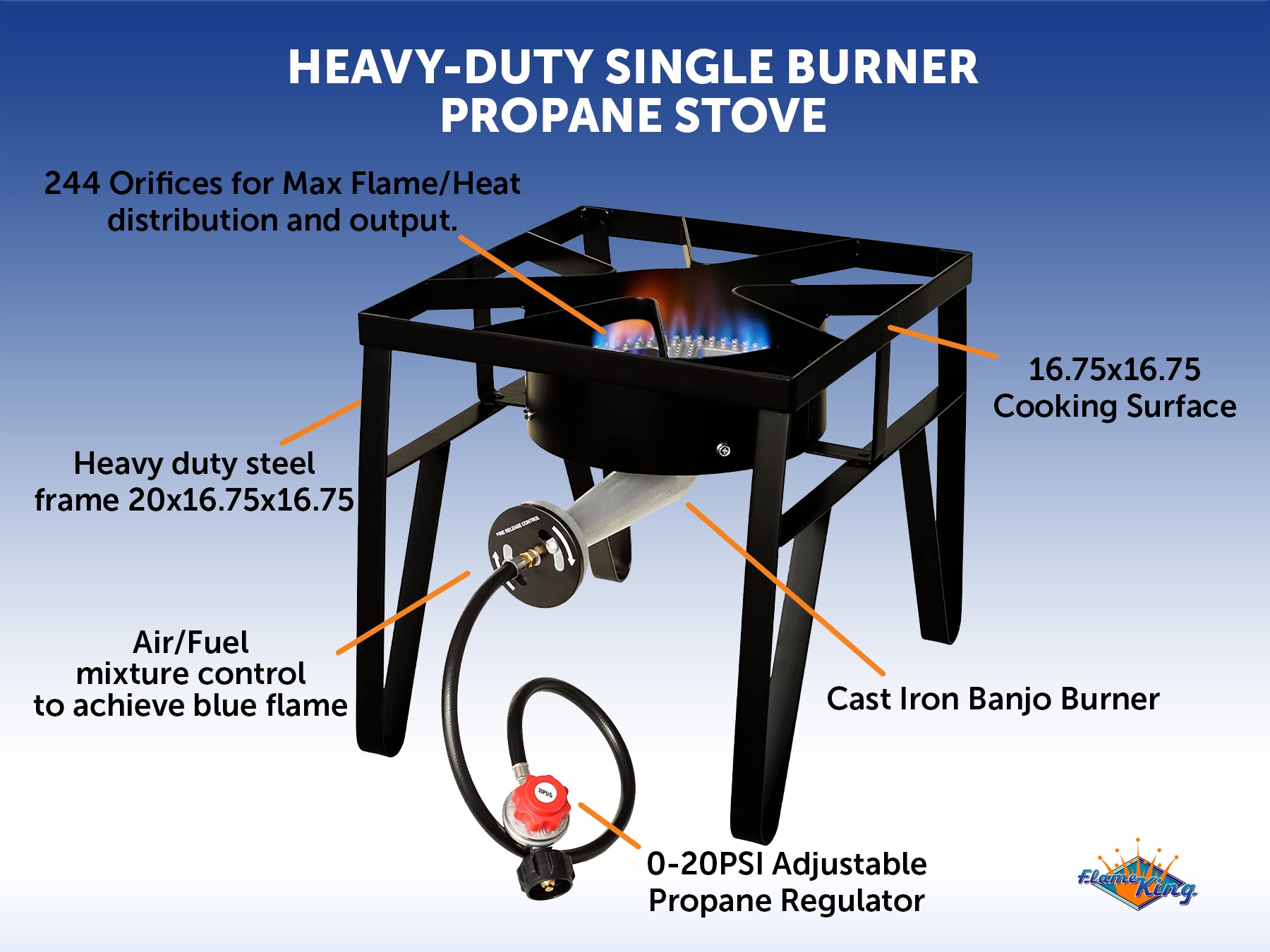 Flame King 200K Turkey Fryer/Camp Cooker Portable Stove 1-Burner